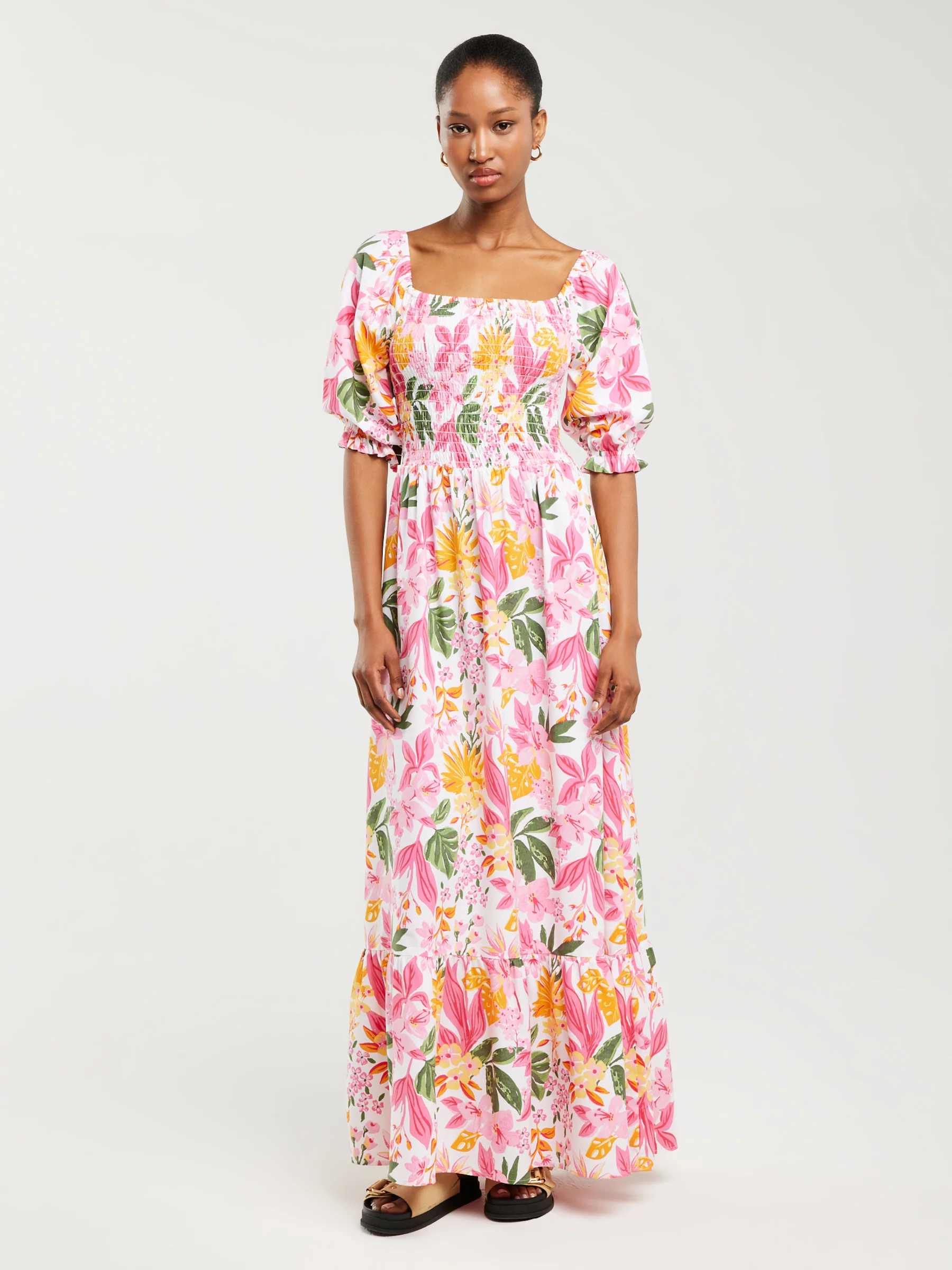 Sukienka damska maxi z motywem kwiatowym Dinova 000