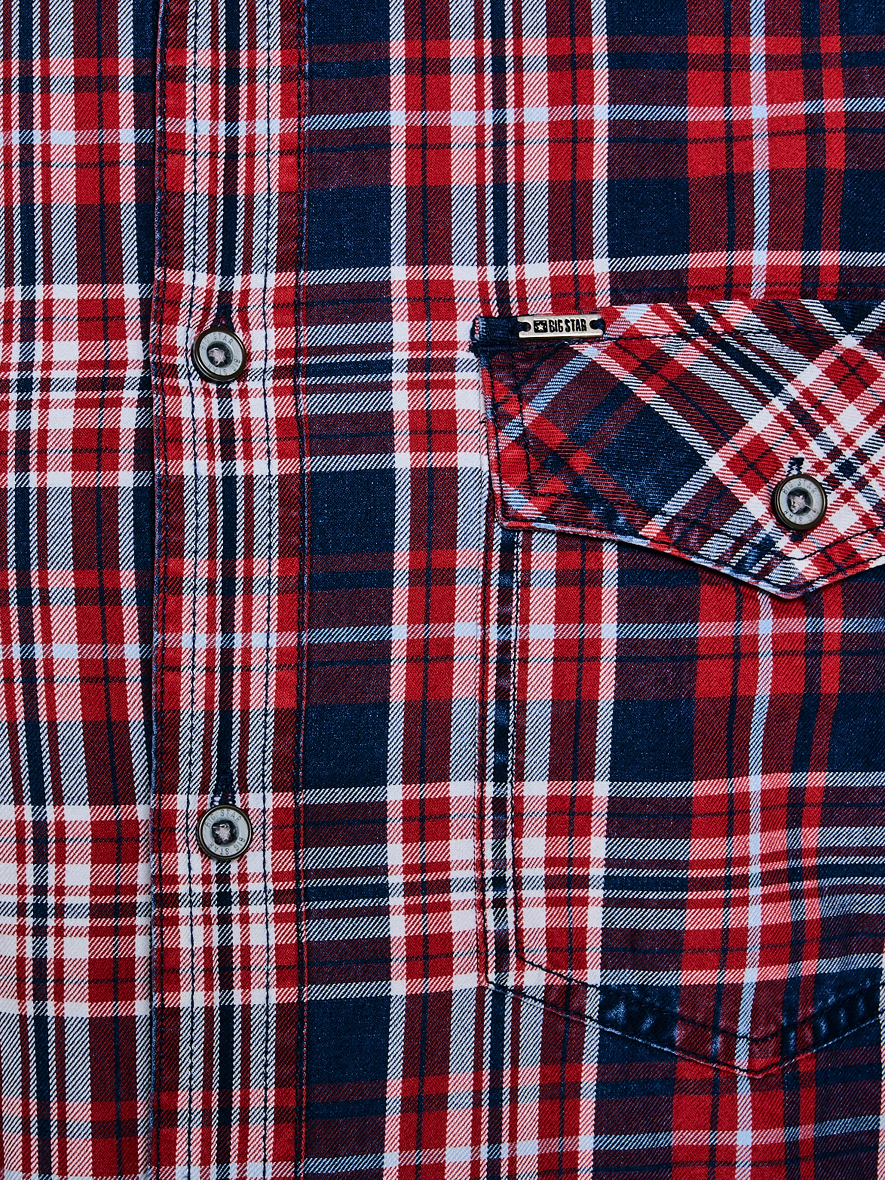Koszula męska bawełniana w kratę czerwono-granatowa Retinezi 603