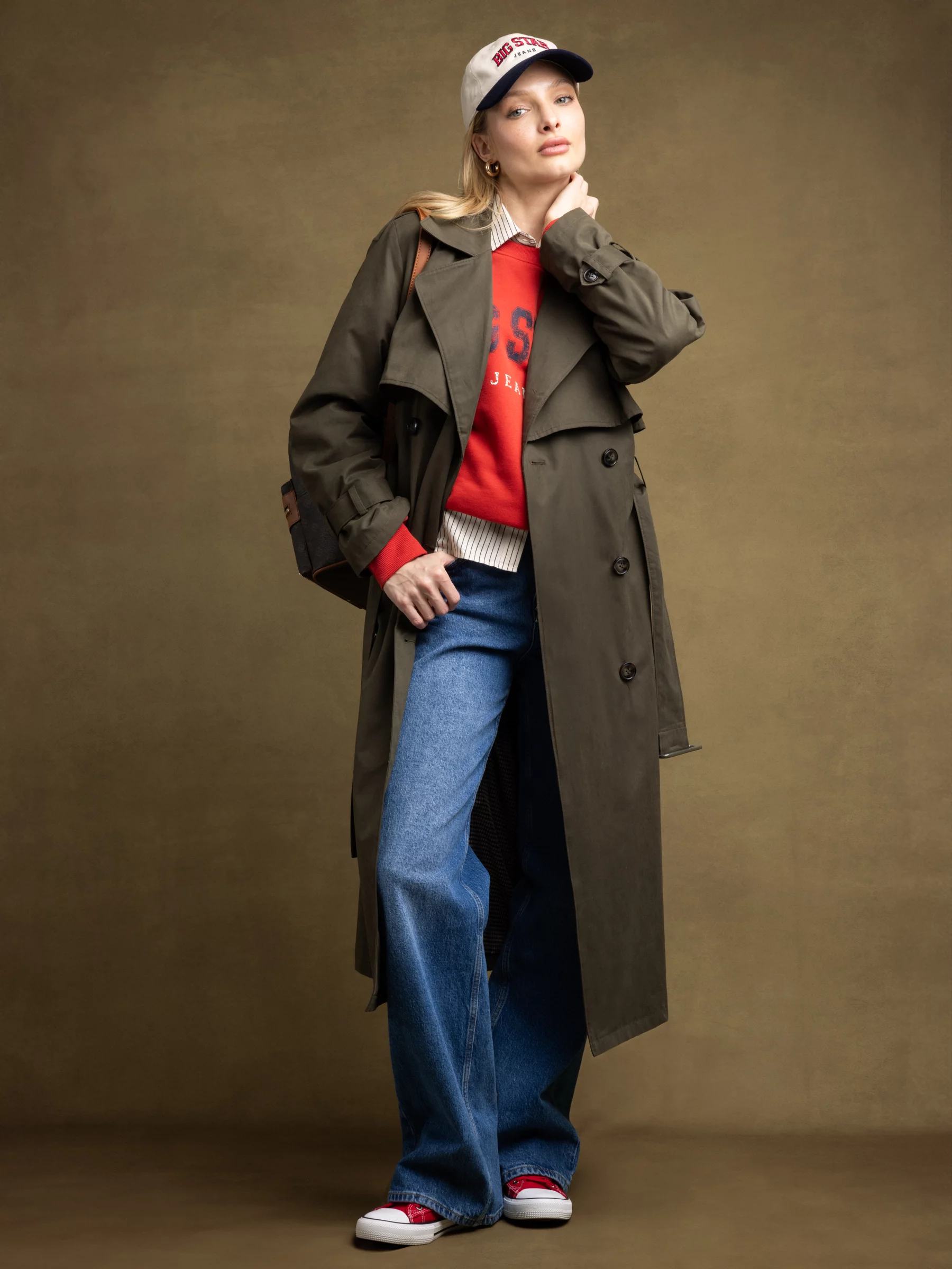 Płaszcz damski trencz khaki Sigreena 303