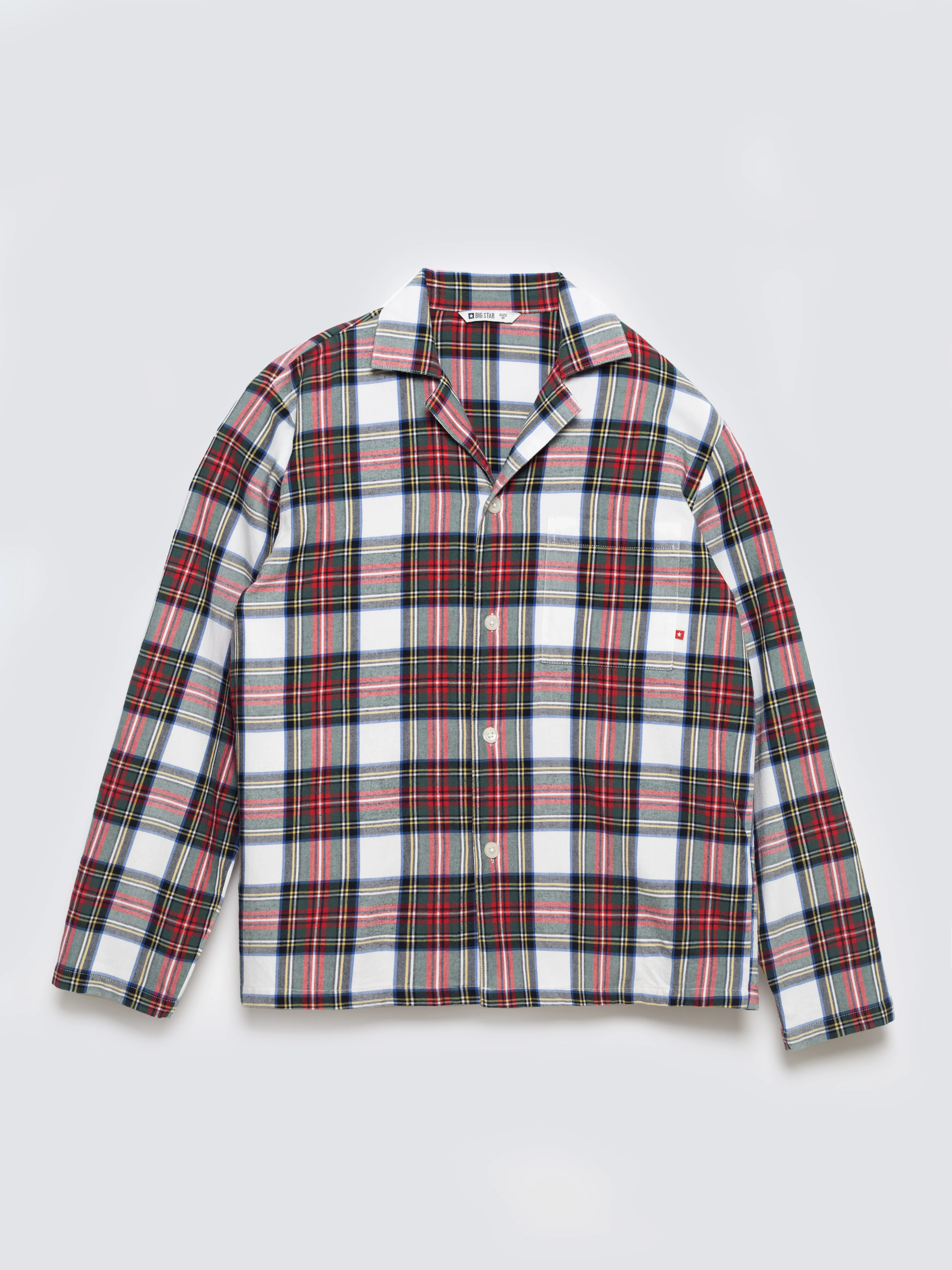 Piżama dwuczęściowa bawełniana w kratę biało-czerwona Senmunis 100