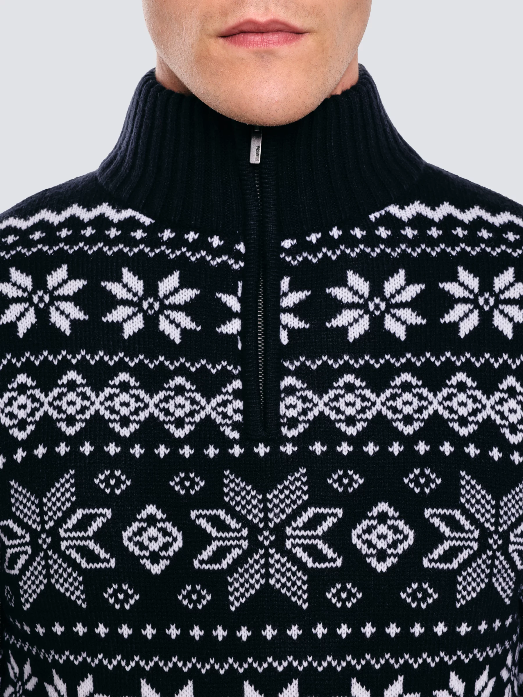 Sweter męski ze skandynawskim wzorem granatowy Kevino 403