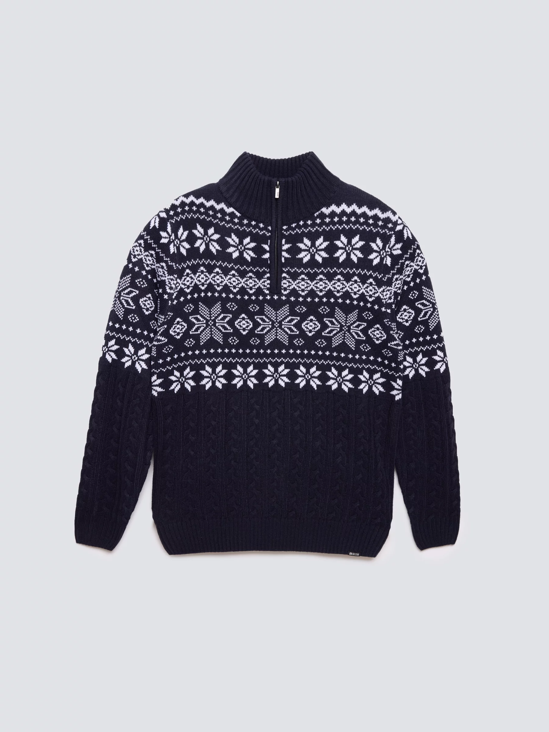 Sweter męski ze skandynawskim wzorem granatowy Kevino 403