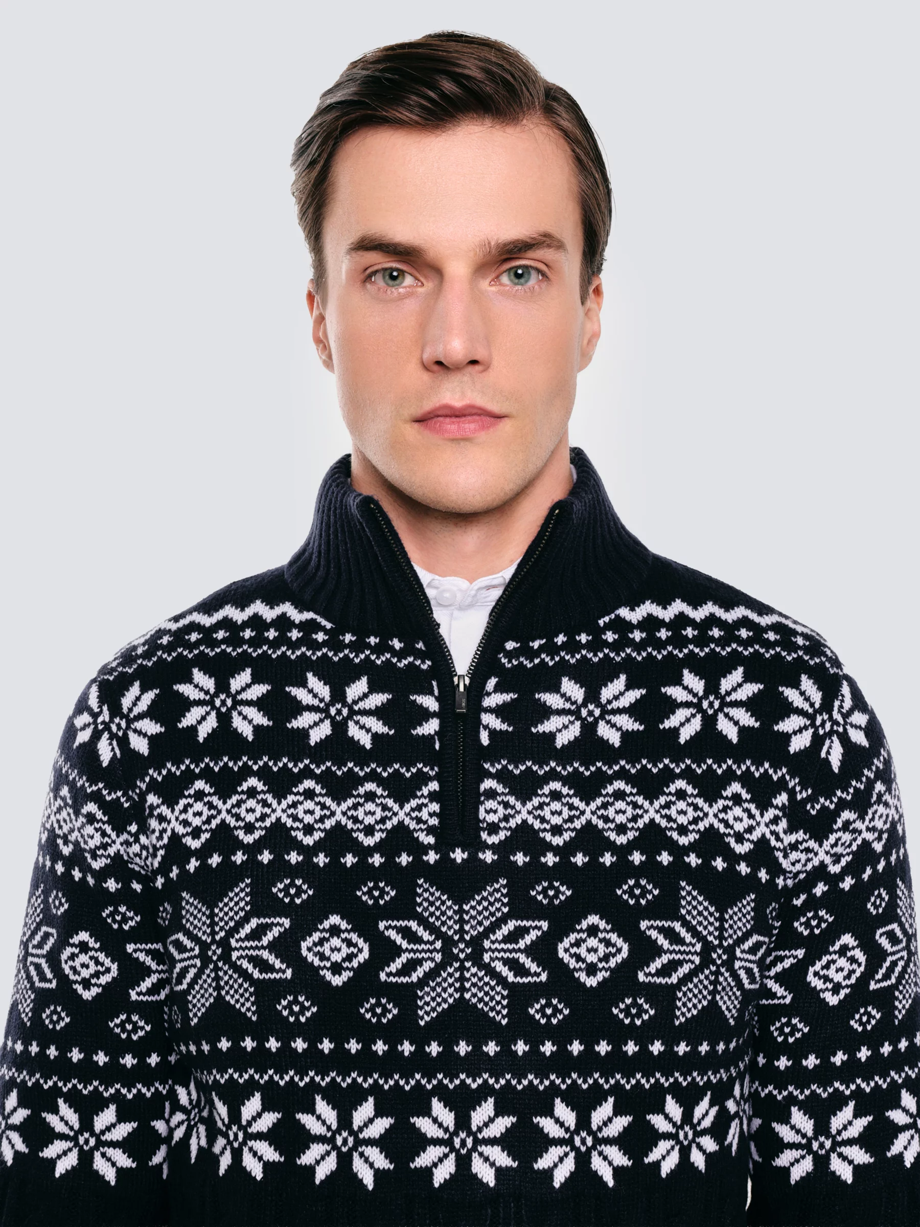 Sweter męski ze skandynawskim wzorem granatowy Kevino 403