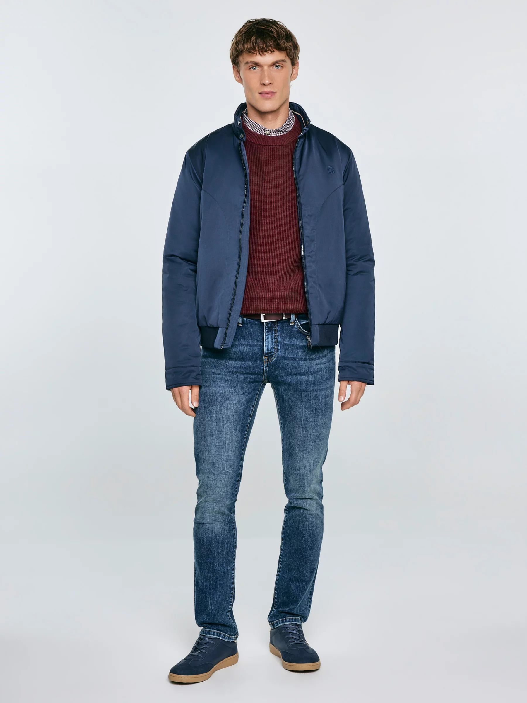 Sneakersy męskie sportowe ze skóry ekologicznej granatowe SS174079 403