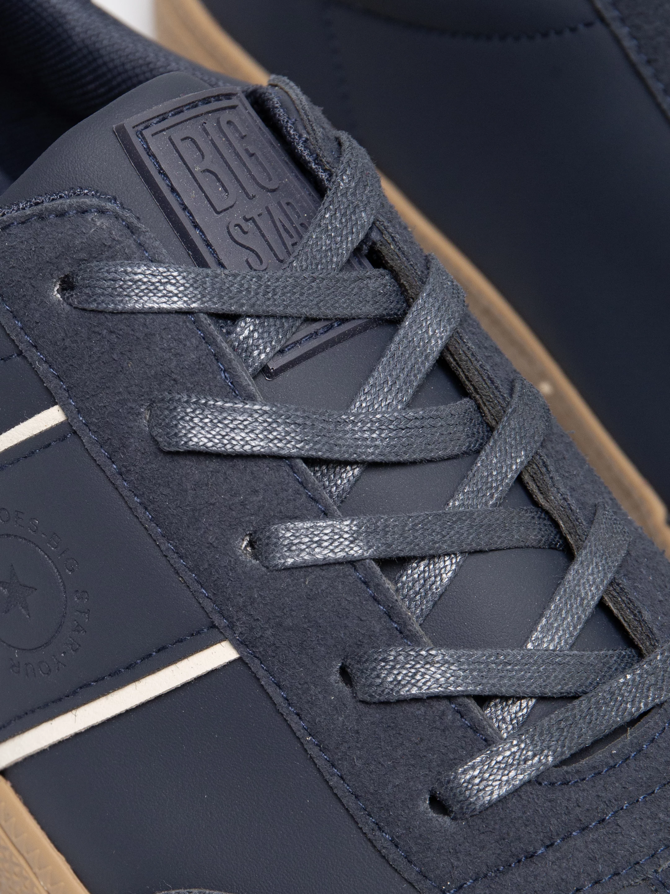 Sneakersy męskie sportowe ze skóry ekologicznej granatowe SS174079 403