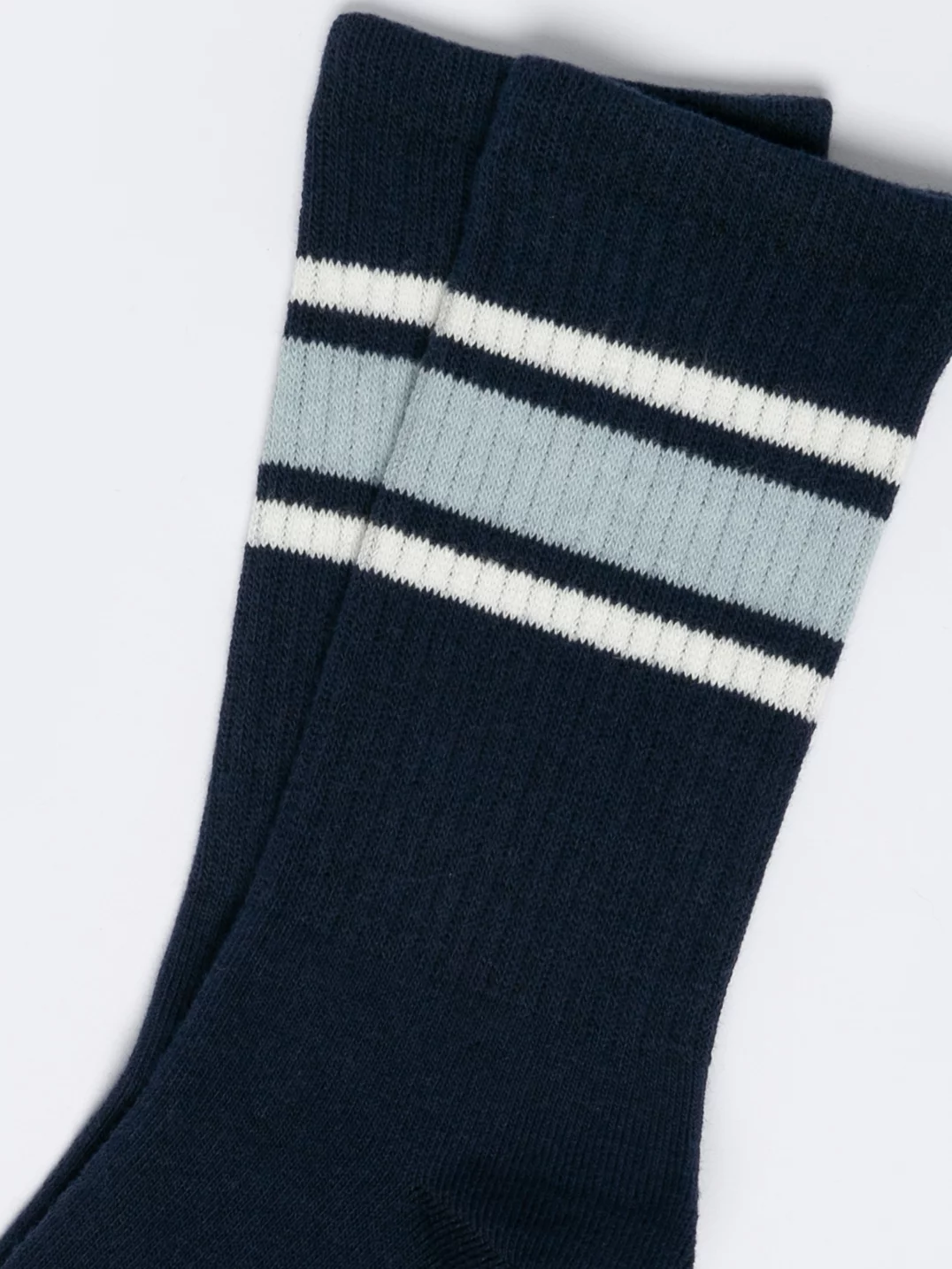 Skarpety damskie długie z paskami granatowe Rubini 403