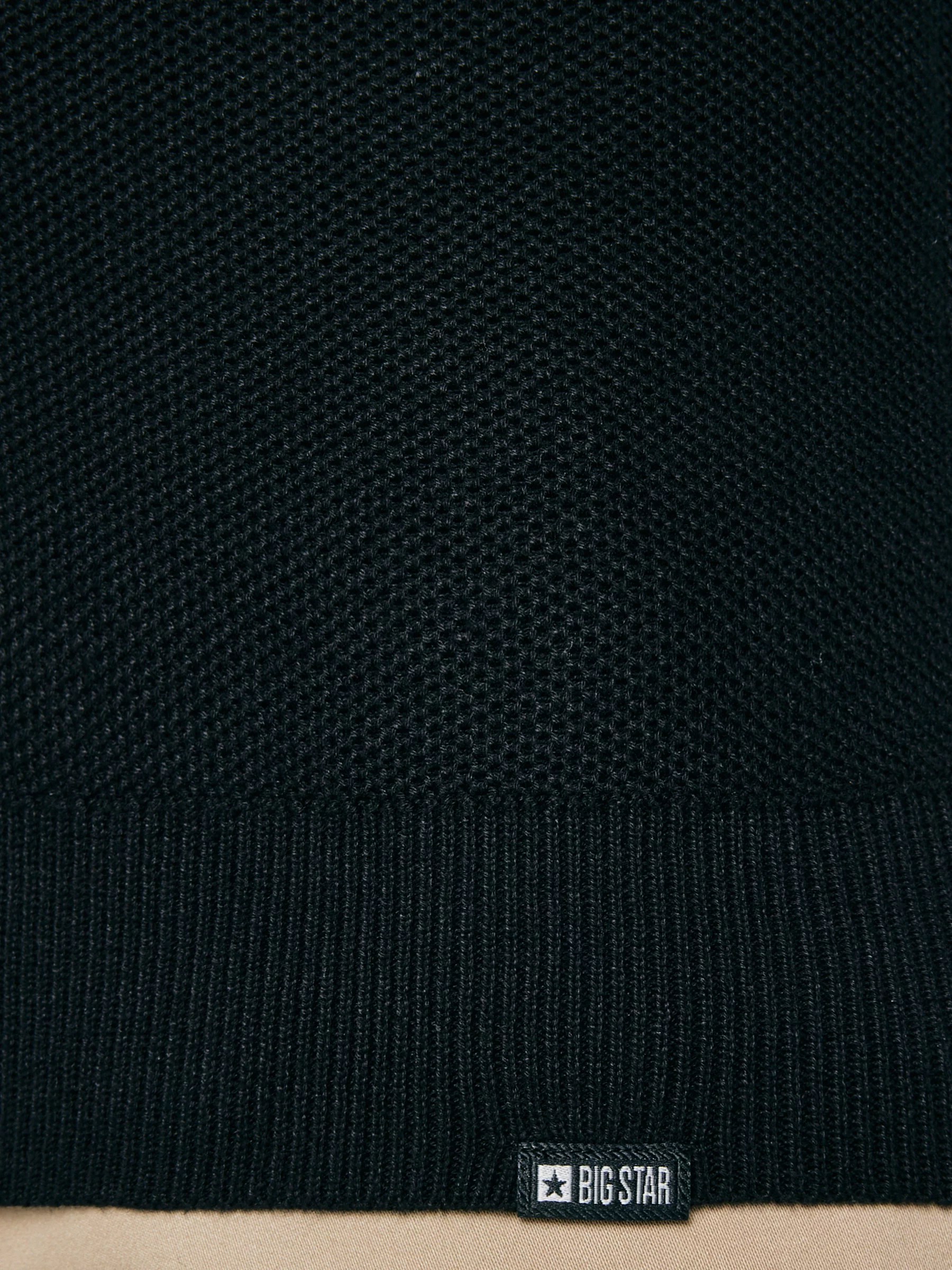 Sweter męski rozpinany ze stójką czarny Olafi 906