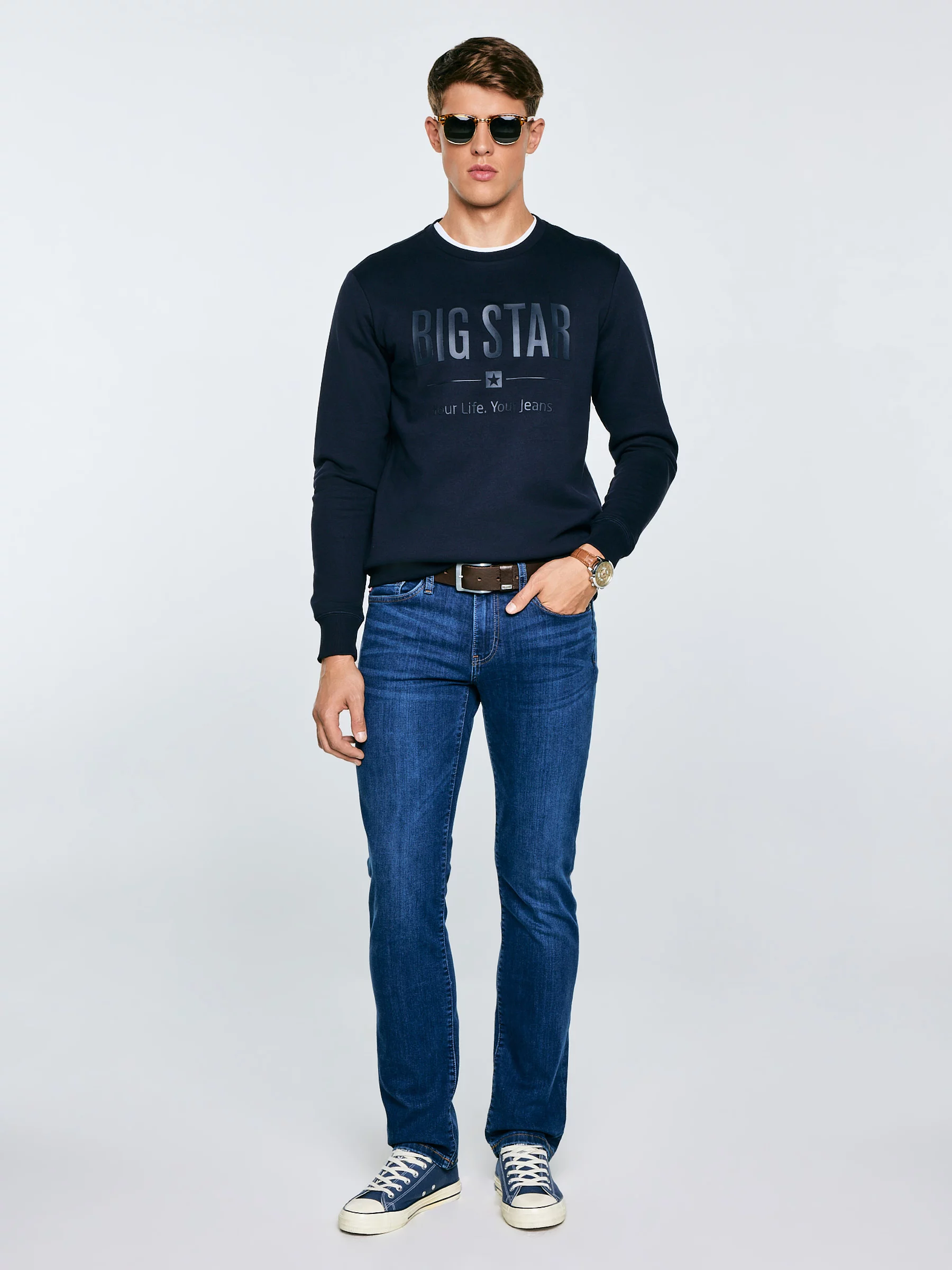 Bluza męska z nadrukiem granatowa Ecodort 403