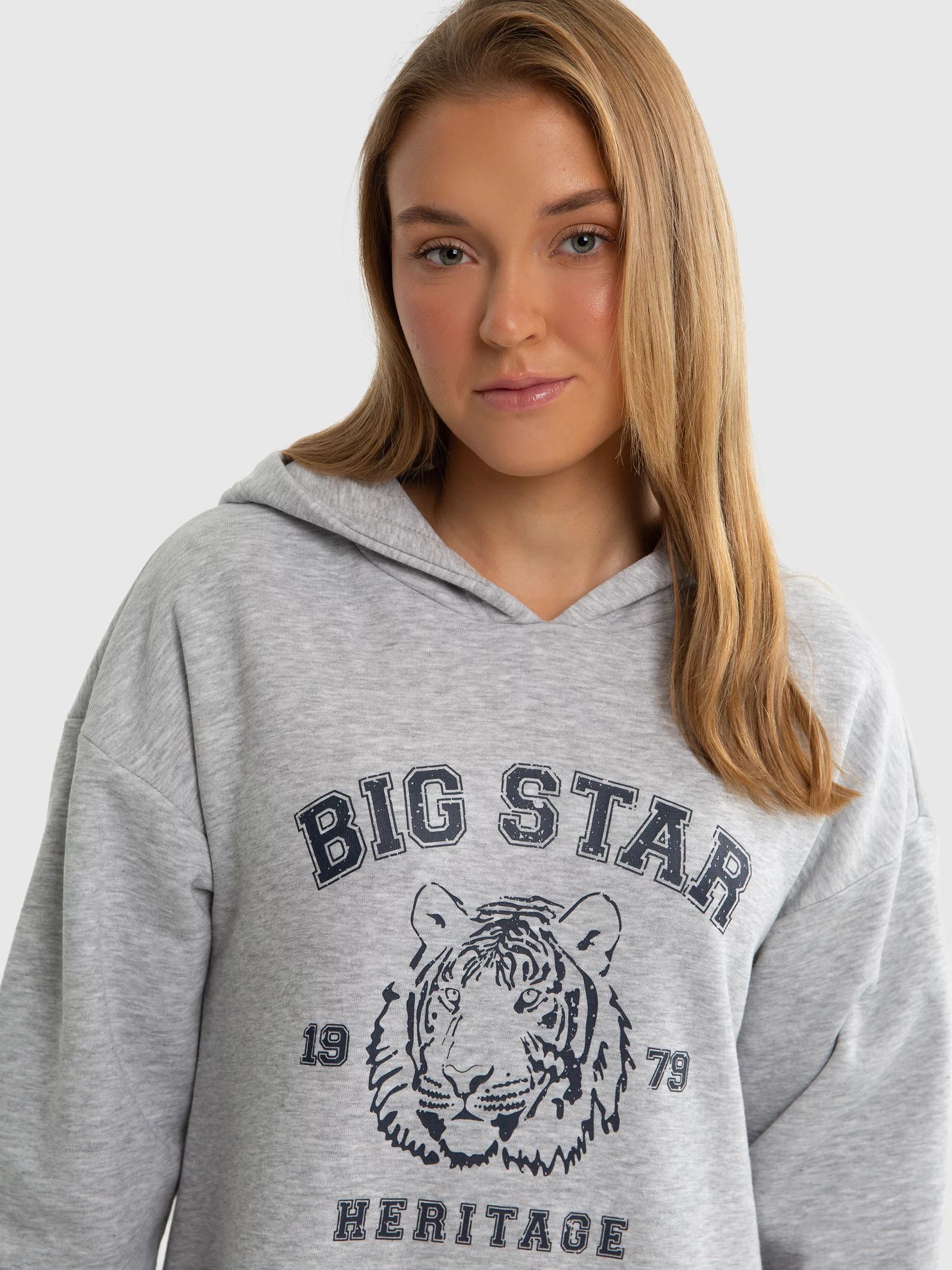 Sukienka dziewczęca dzianinowa z kapturem szara Fleur 901