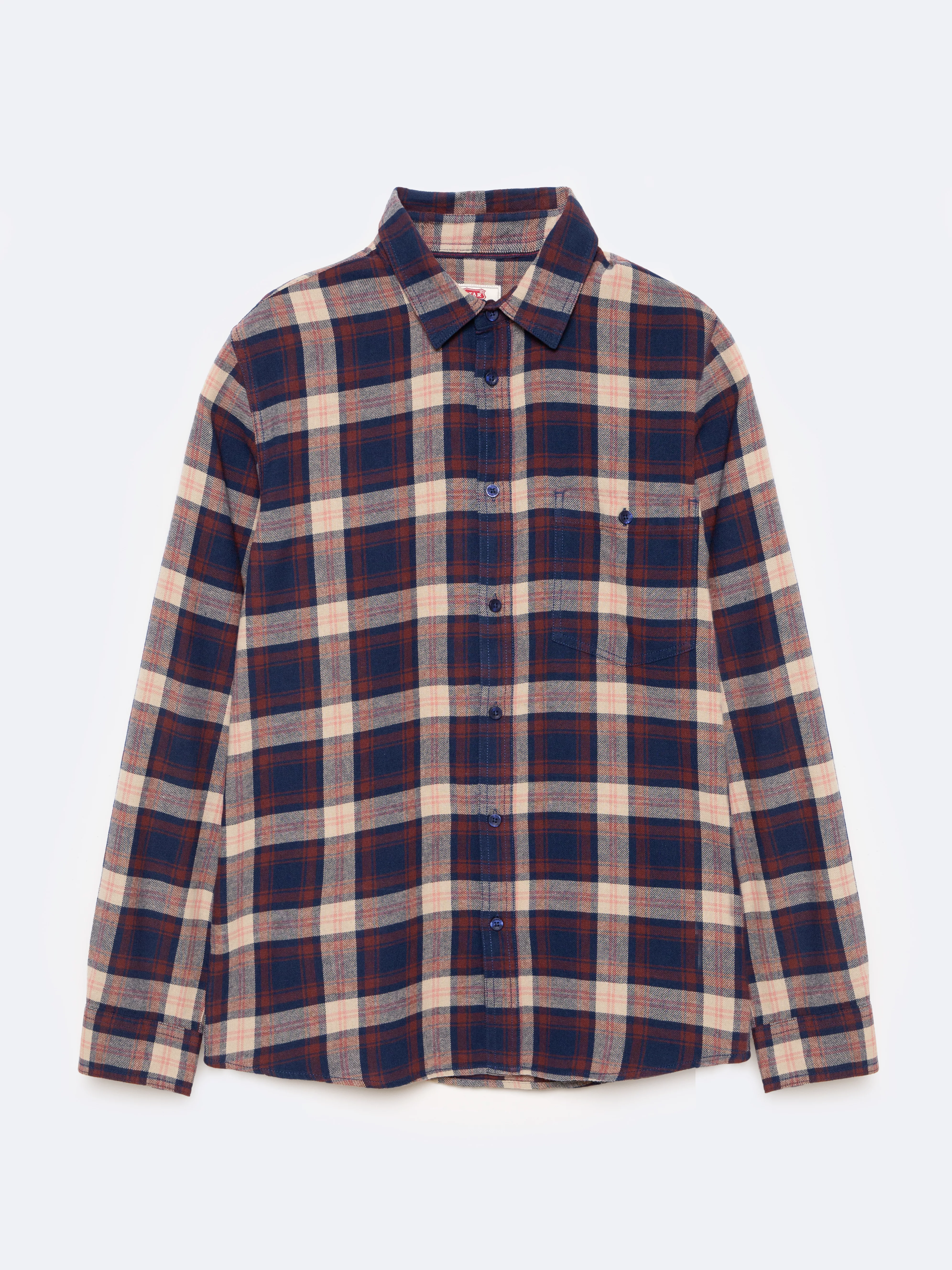 Koszula męska flanelowa w kratę granatowa Flaneno 403