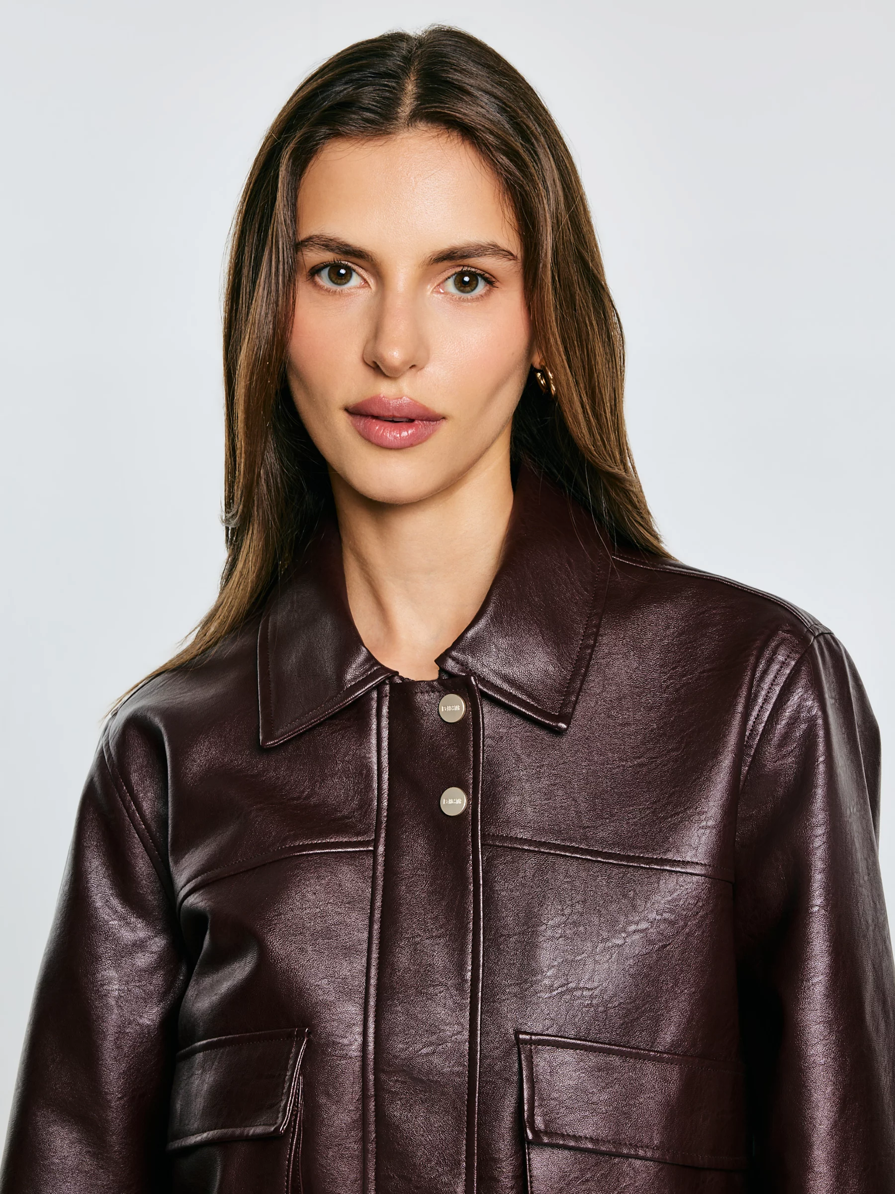 Kurtka damska ze skóry ekologicznej bordowa Britni 604