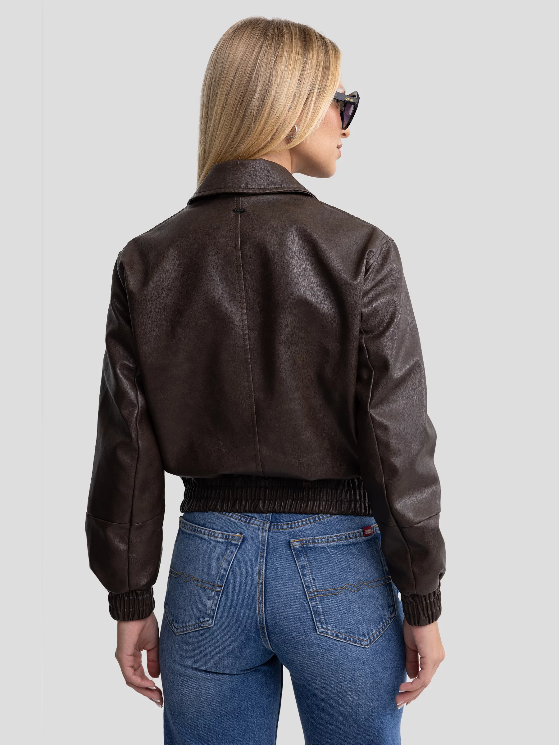 Kurtka damska ze skóry ekologicznej brązowa Merryna 804