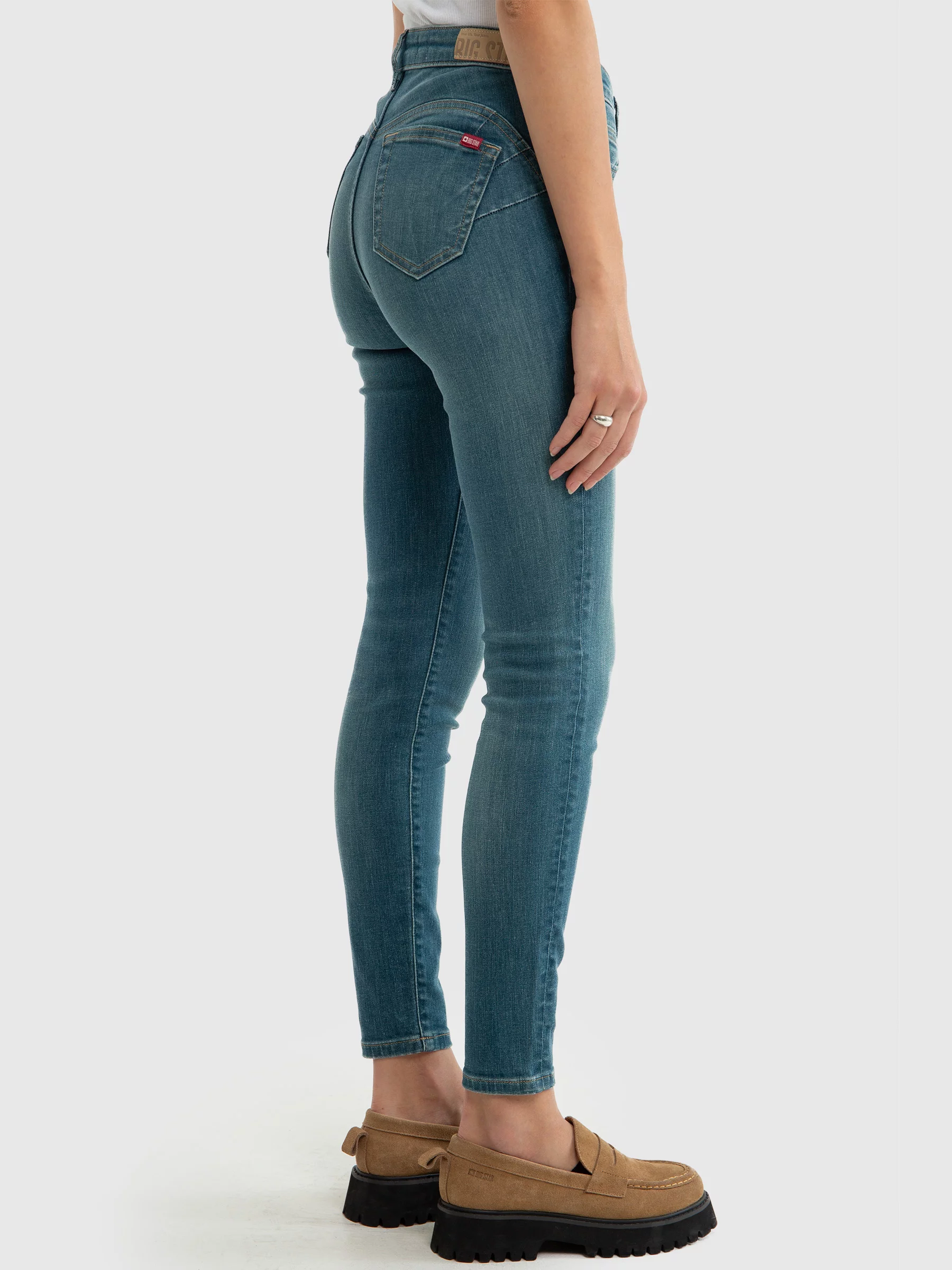 Jeansy damskie push up z wysokim stanem niebieskie Melinda High Waist 327