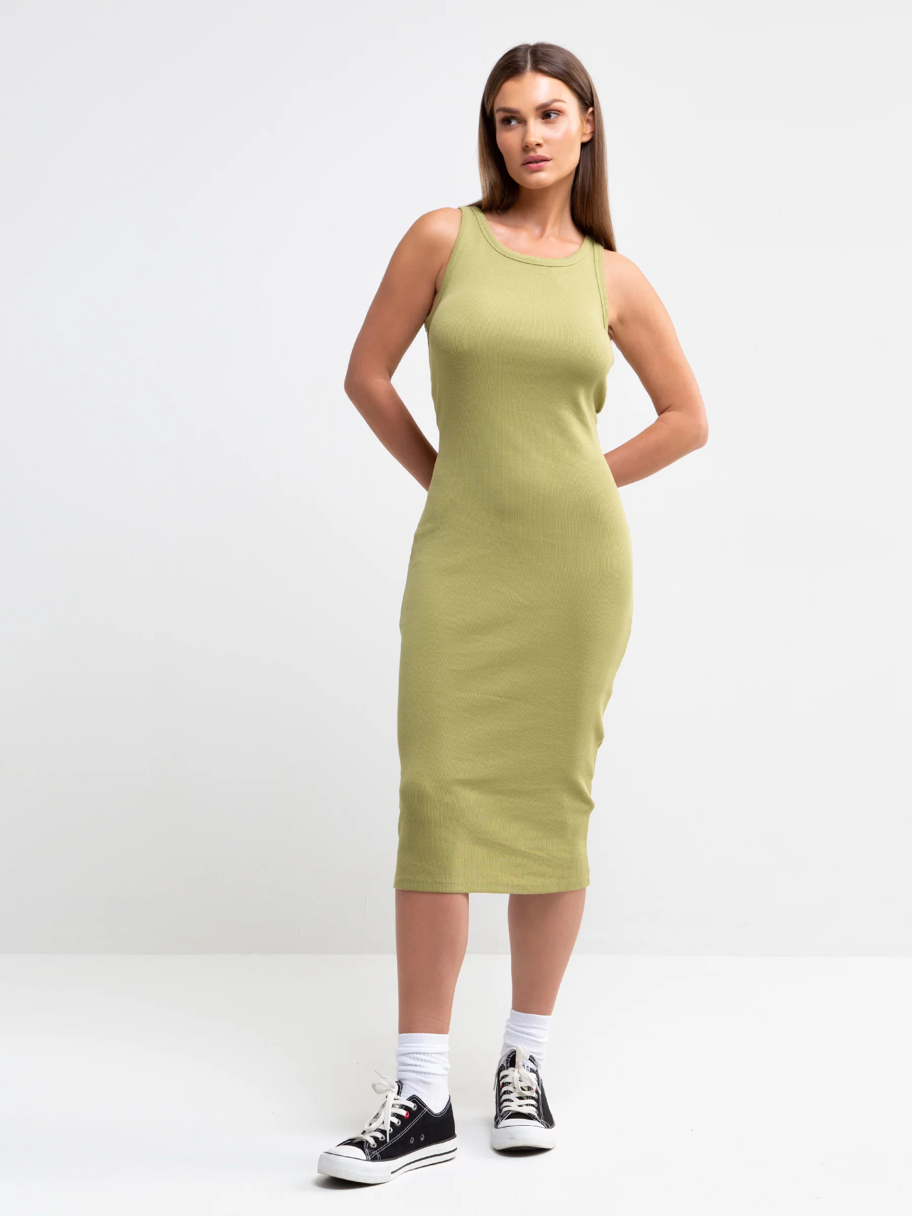 Sukienka damska midi khaki Maxinassara 303