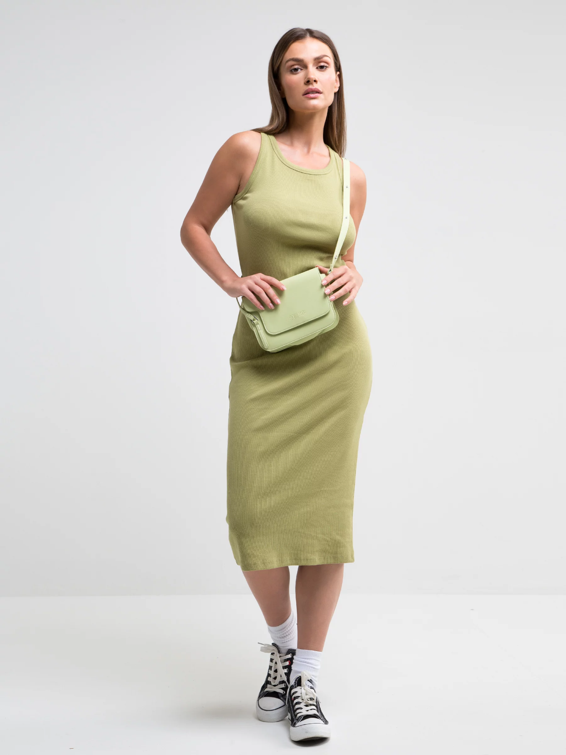 Sukienka damska midi khaki Maxinassara 303