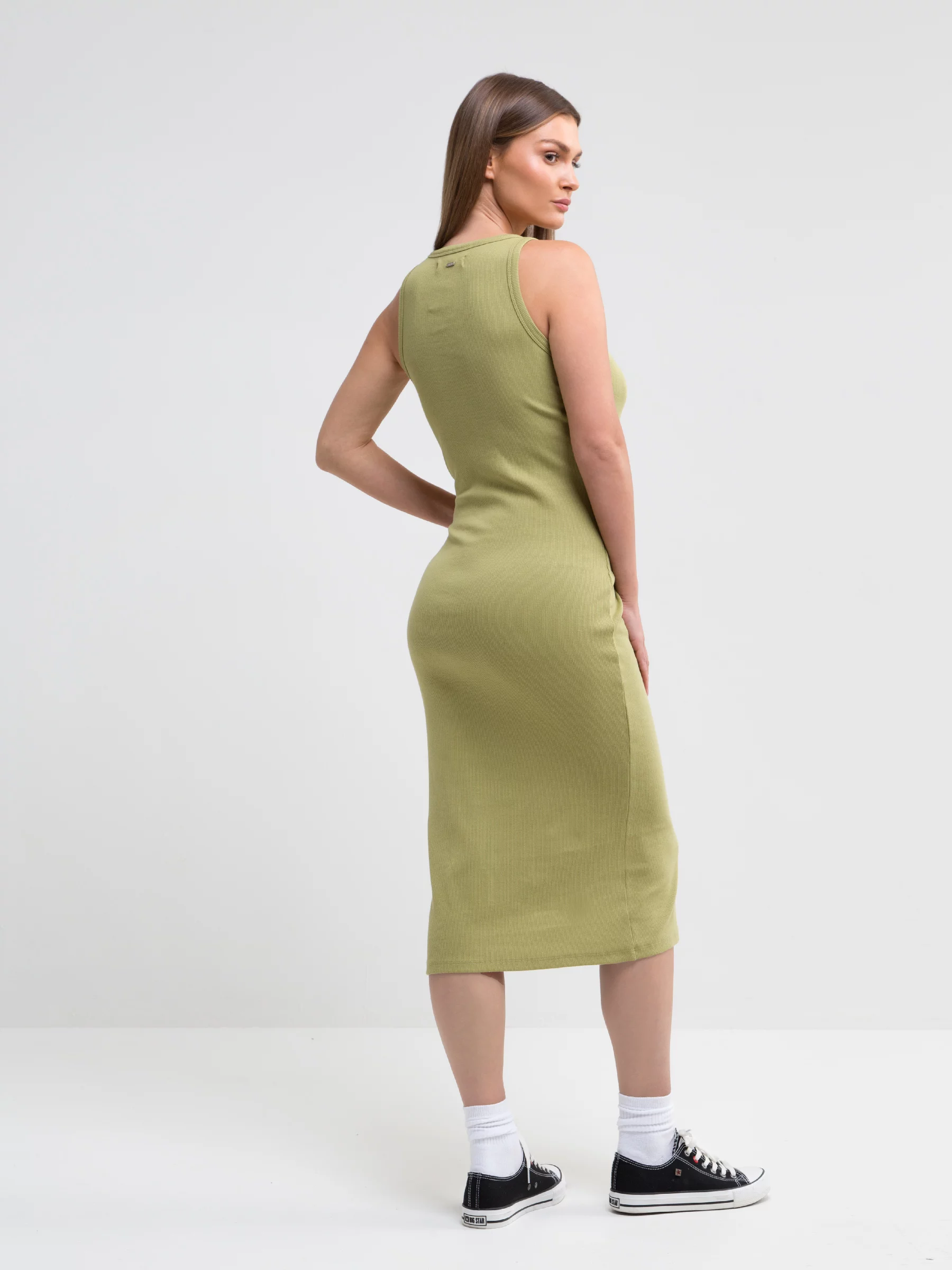 Sukienka damska midi khaki Maxinassara 303