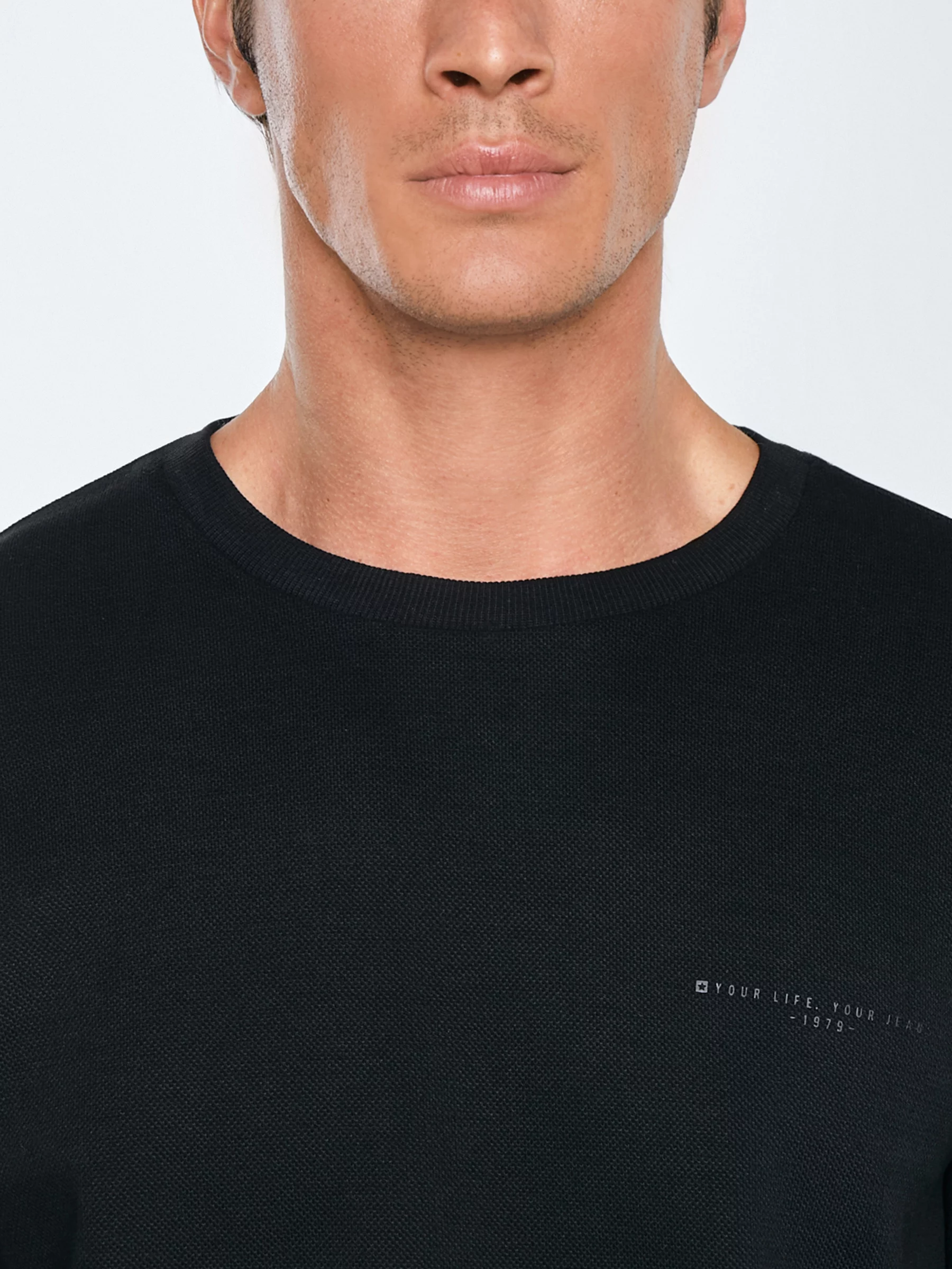 Bluza męska ze splotem pique czarna Wiler 906