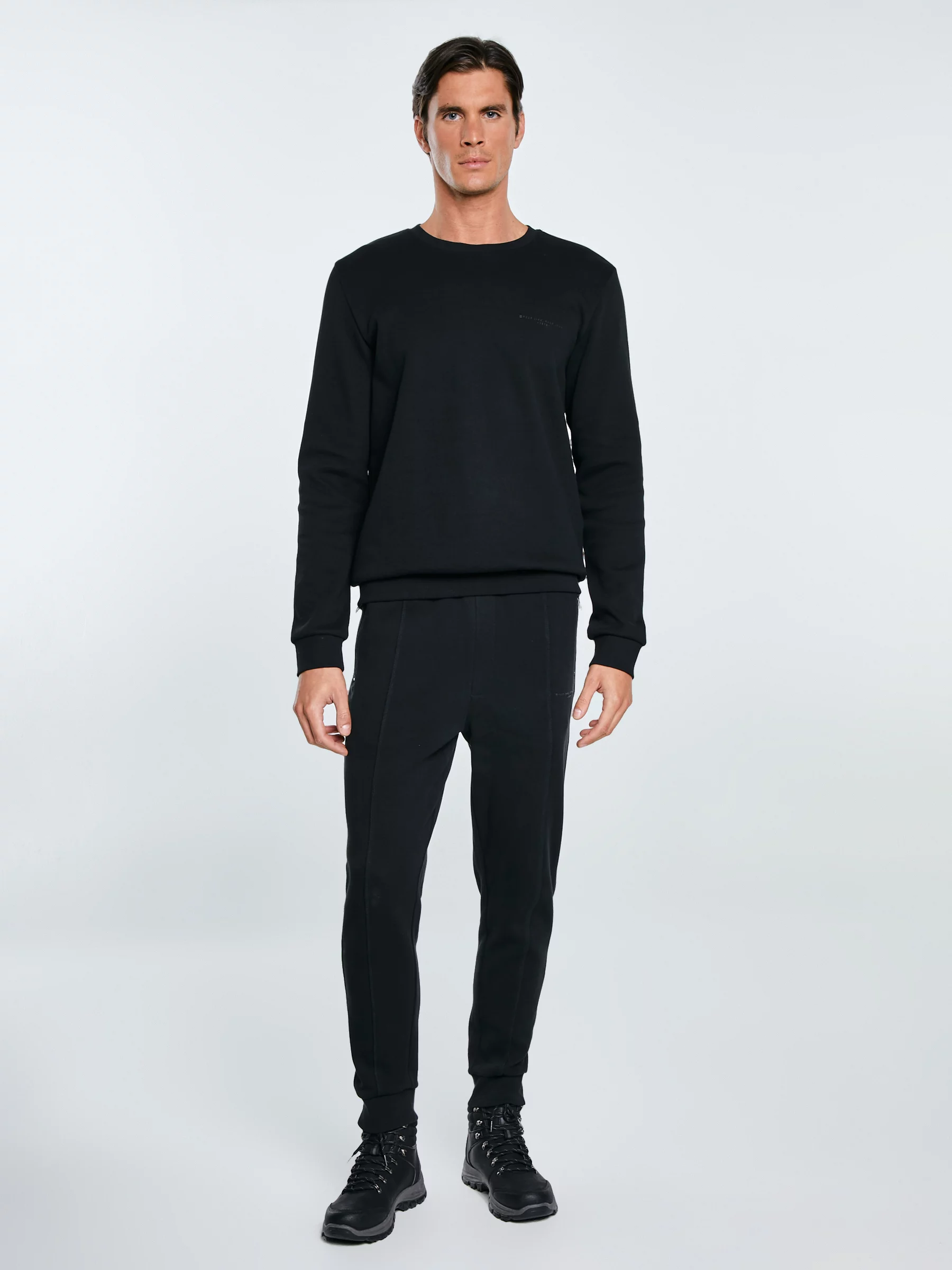 Bluza męska ze splotem pique czarna Wiler 906