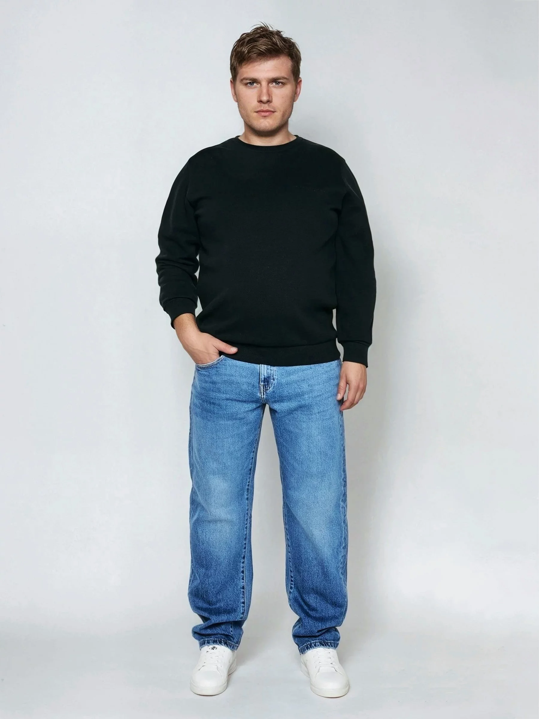 Bluza męska ze splotem pique czarna Wiler 906