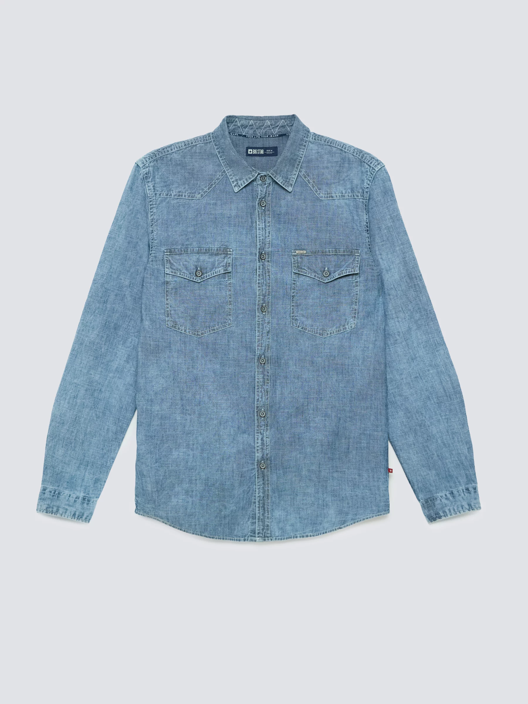 Koszula męska z imitacji jeansu niebieska Retinez 401