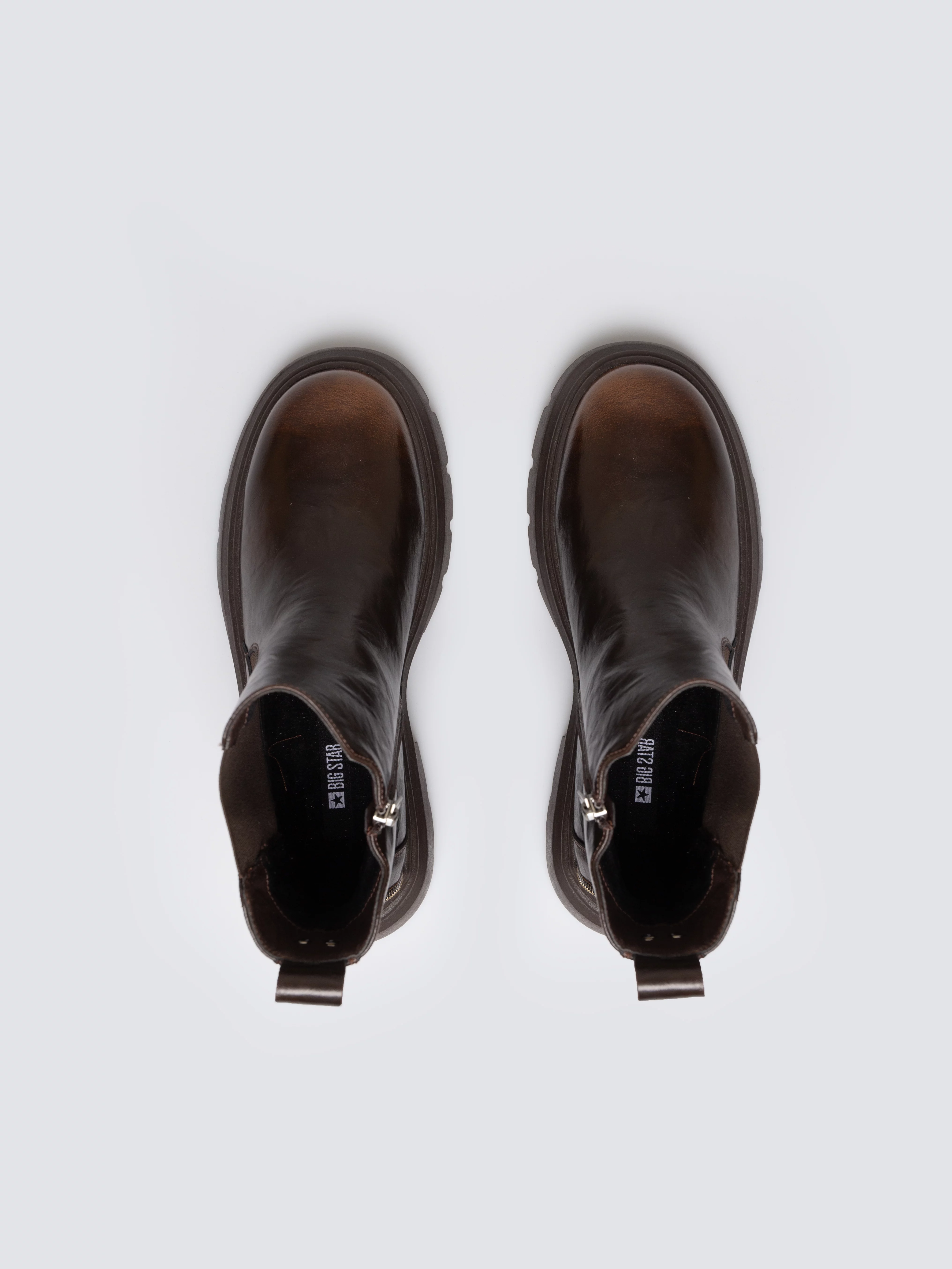 Botki damskie ze skóry naturalnej brązowe SS274521 803