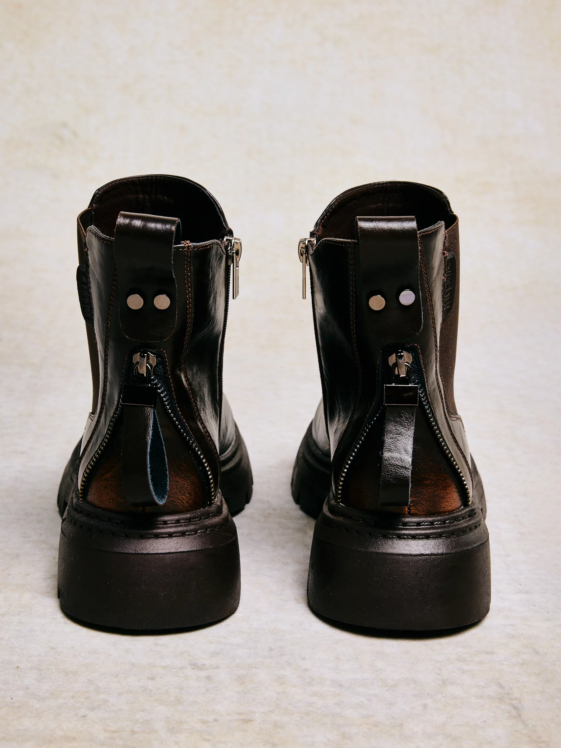 Botki damskie ze skóry naturalnej brązowe SS274521 803