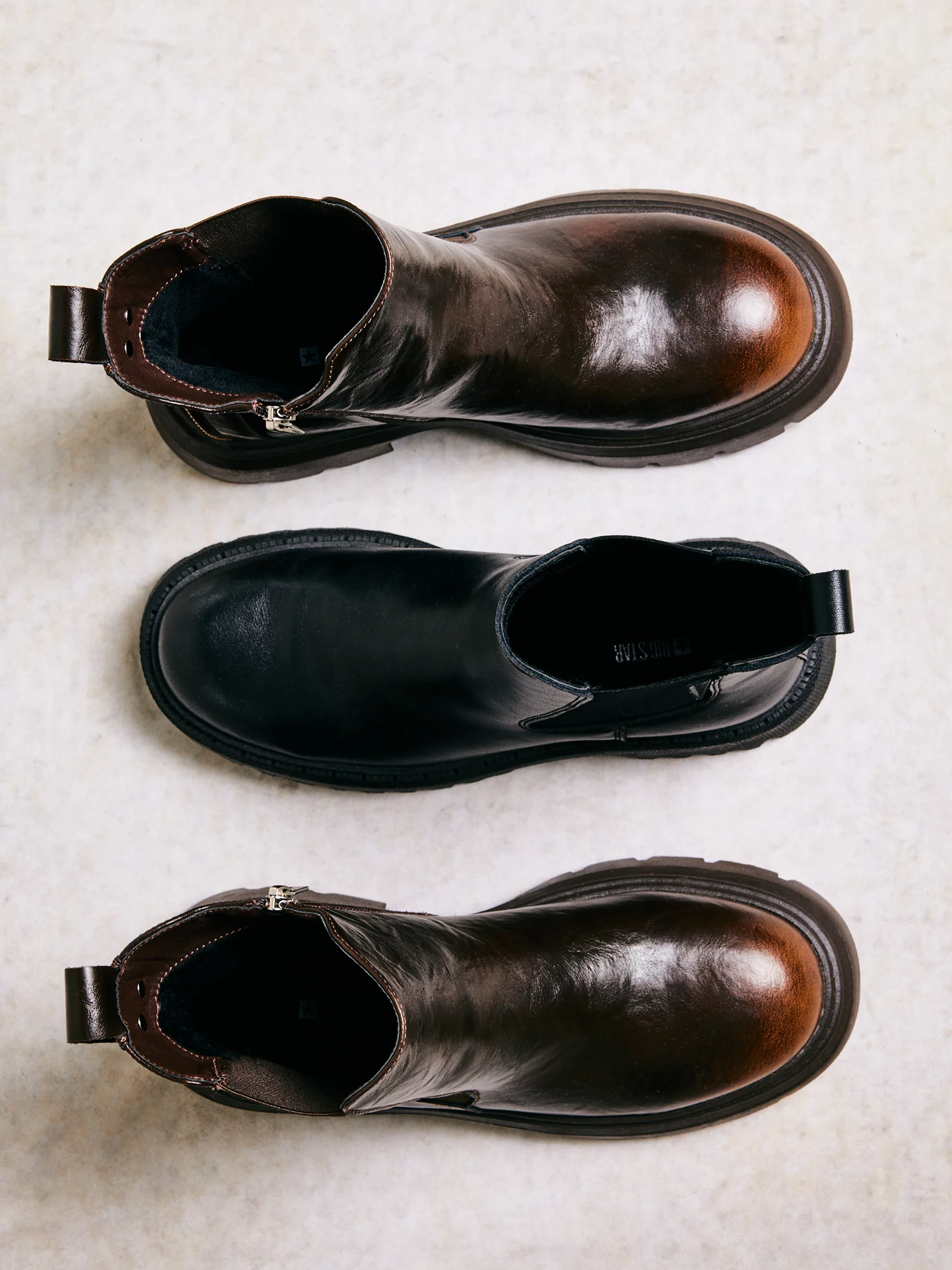 Botki damskie ze skóry naturalnej brązowe SS274521 803