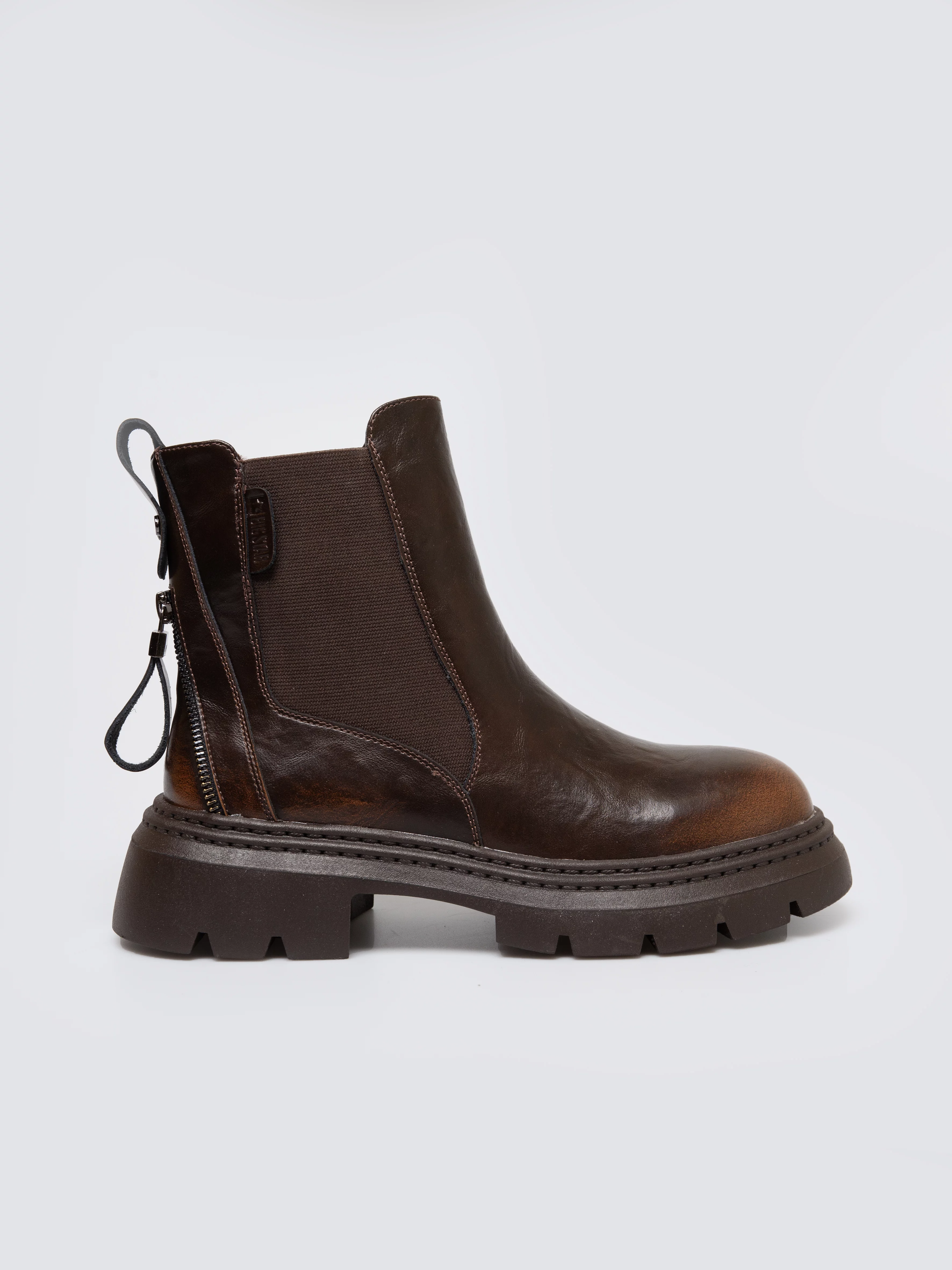 Botki damskie ze skóry naturalnej brązowe SS274521 803