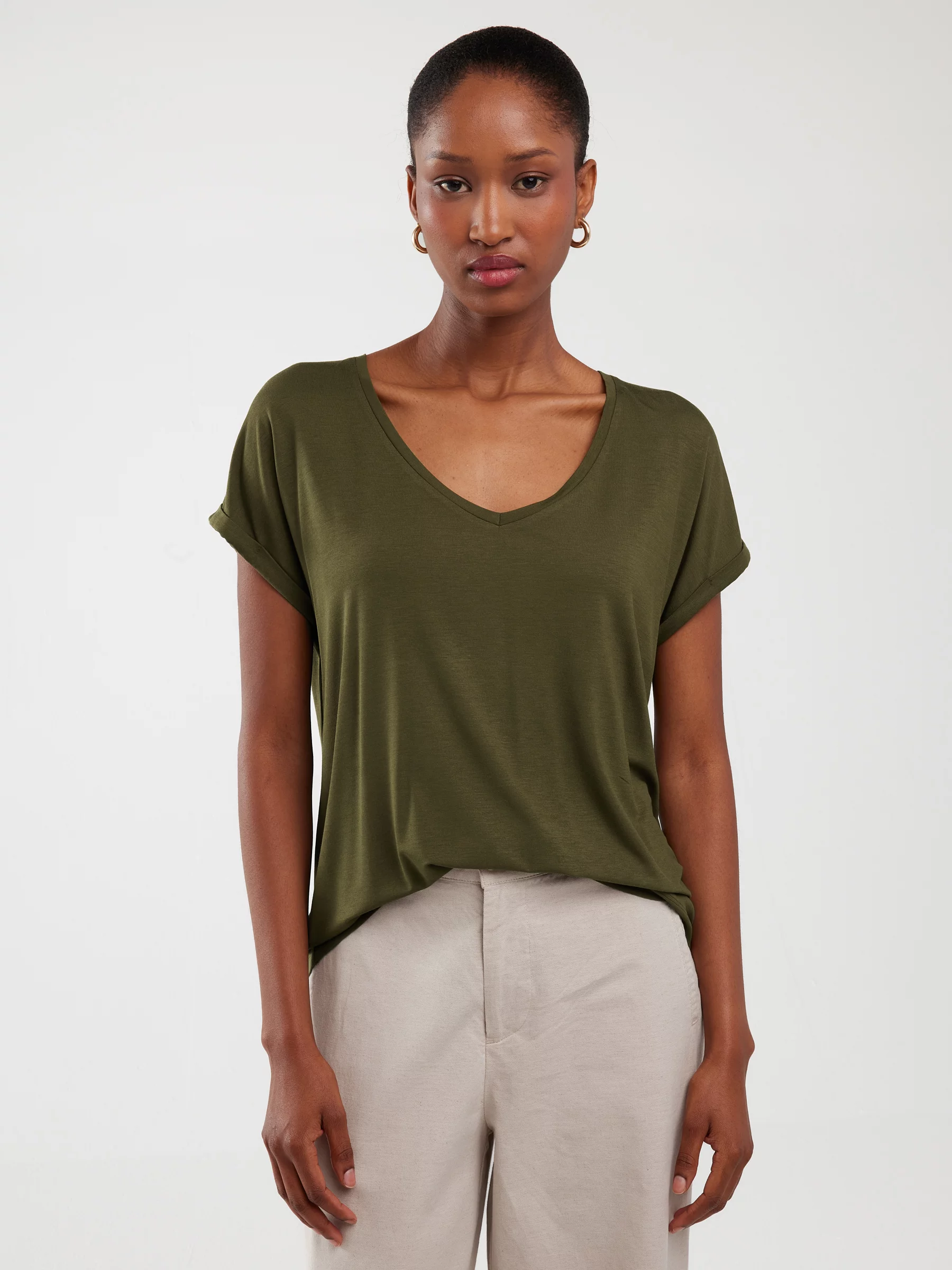 Koszulka damska o luźnym kroju khaki Valeria 303