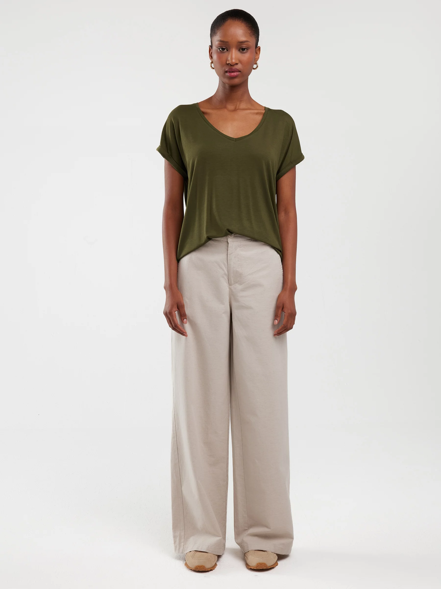 Koszulka damska o luźnym kroju khaki Valeria 303