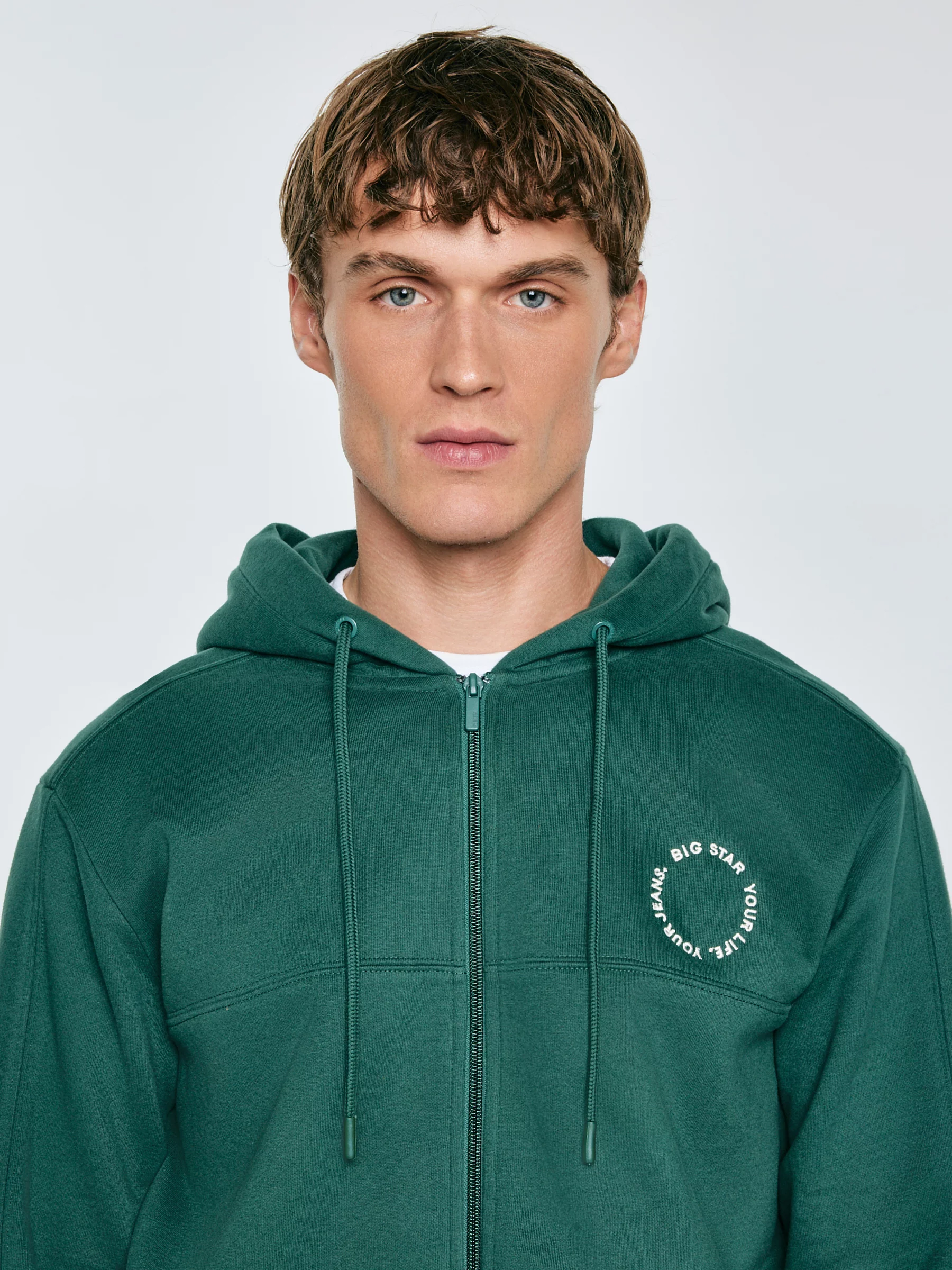 Bluza męska rozpinana z kapturem zielona Ajron 304