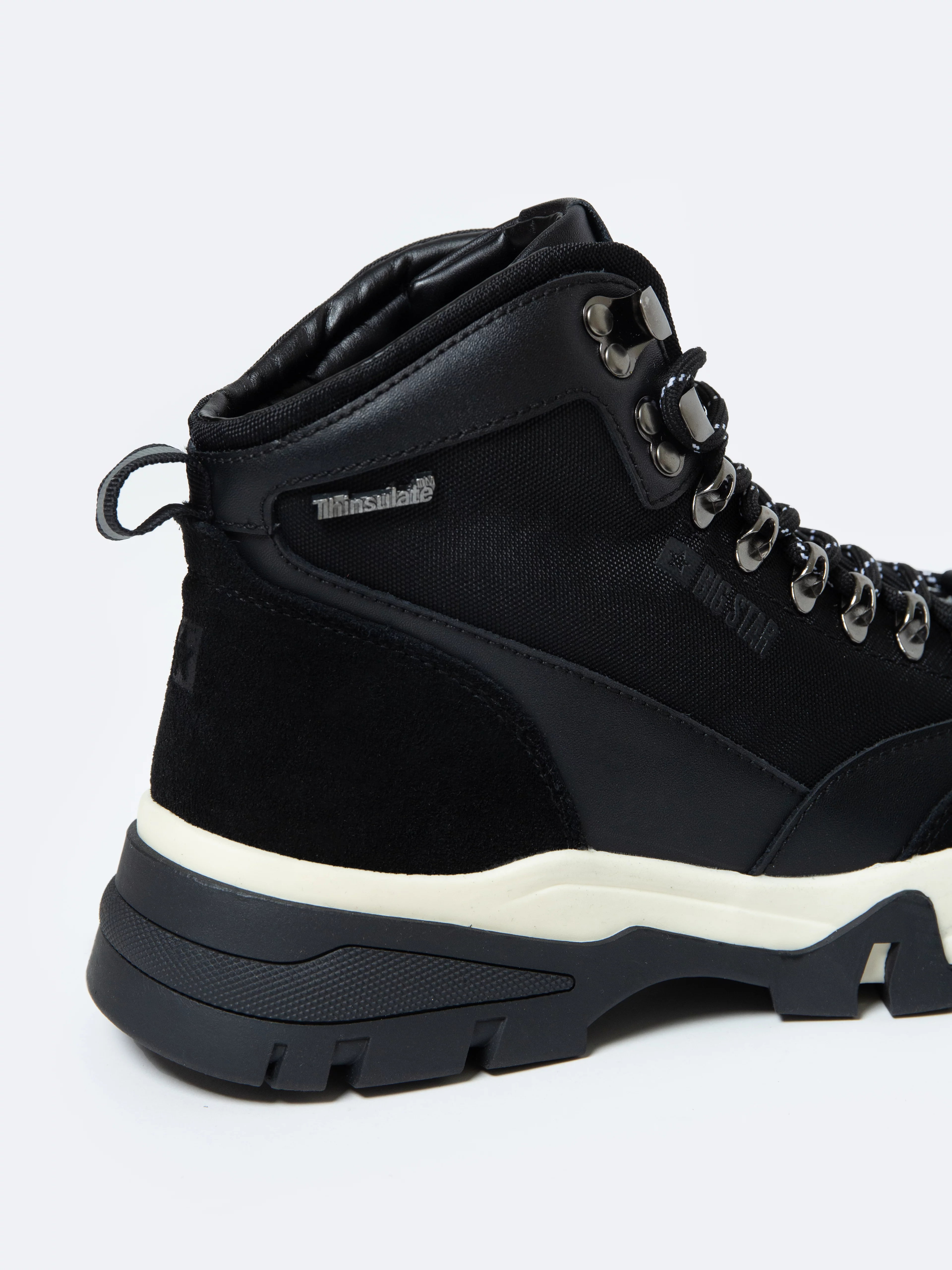 Buty męskie trekkingowe ze skóry naturalnej czarne OO174182 906