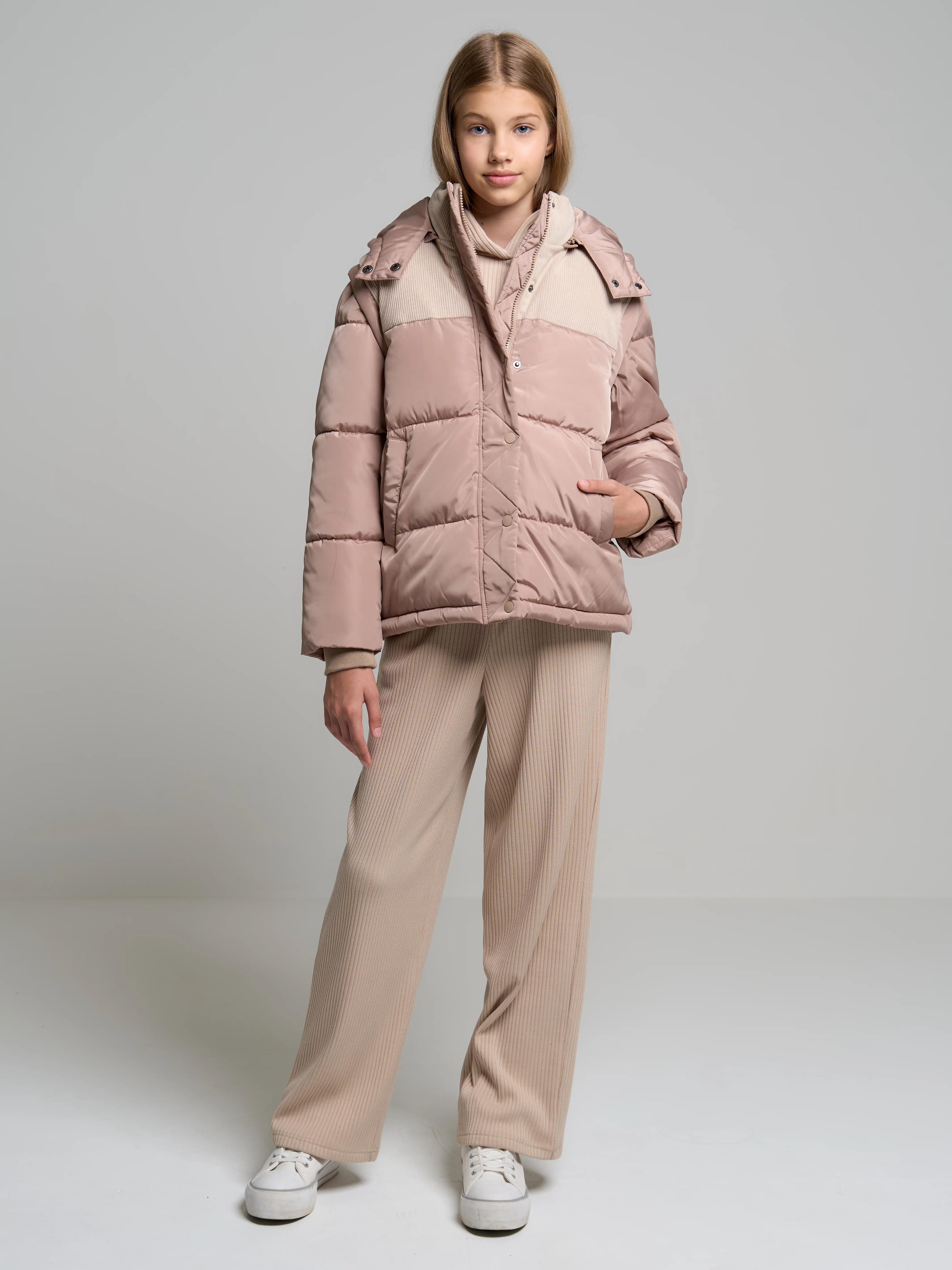 Kurtka 2w1 dziewczęca pikowana beżowa Philippa 801