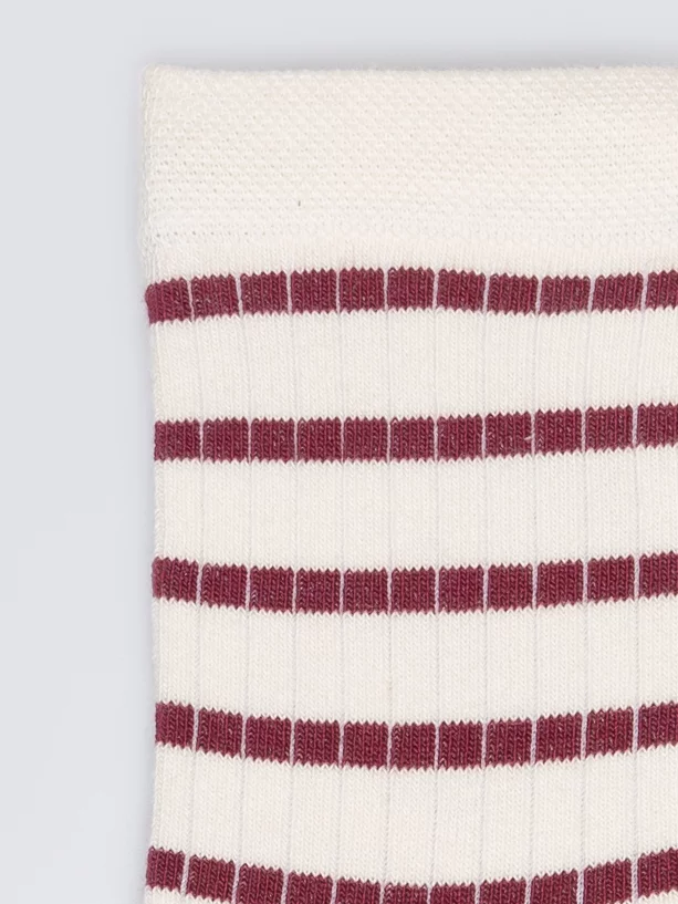 Skarpety damskie w paski biało-czerwone Pasitia 604