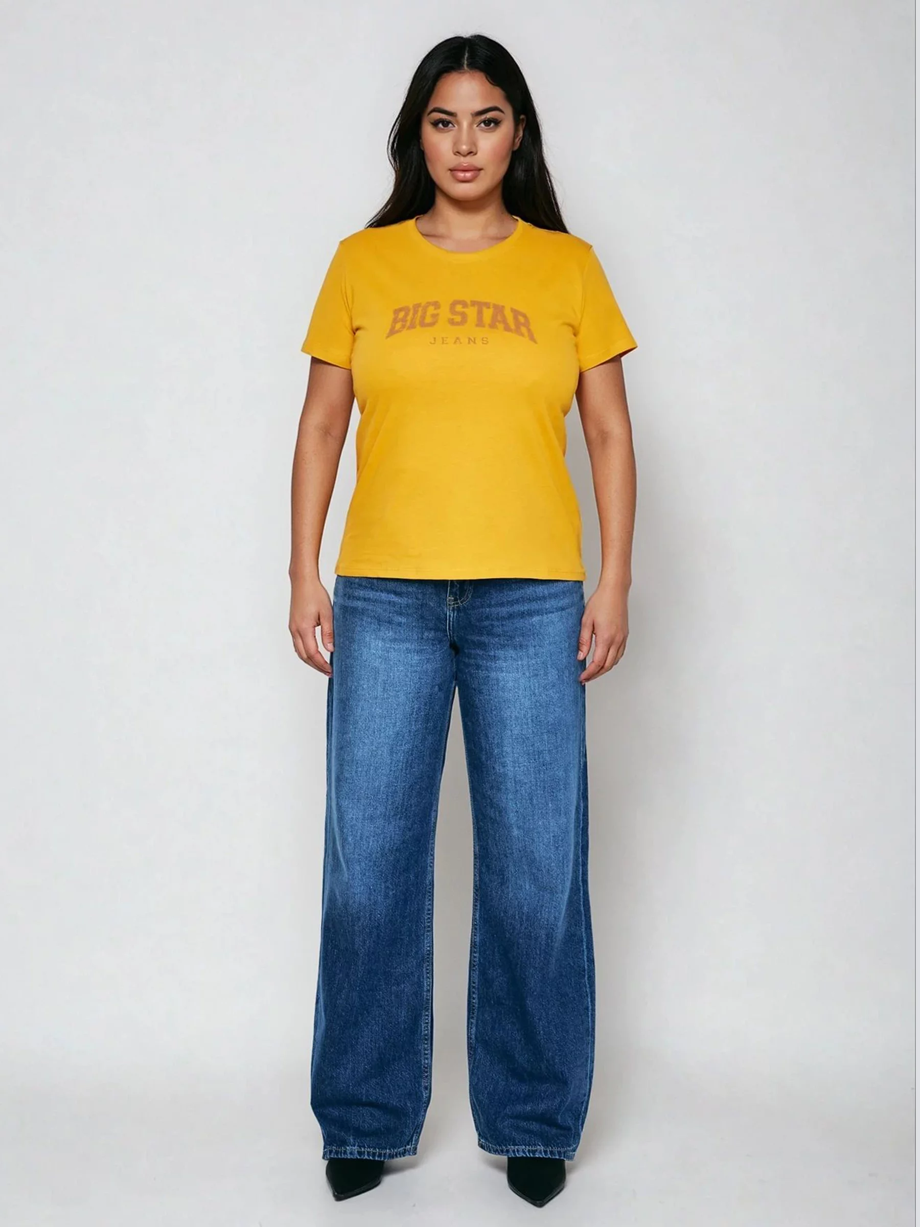 Koszulka damska bawełniana z logo BIG STAR żółta Ramila 201