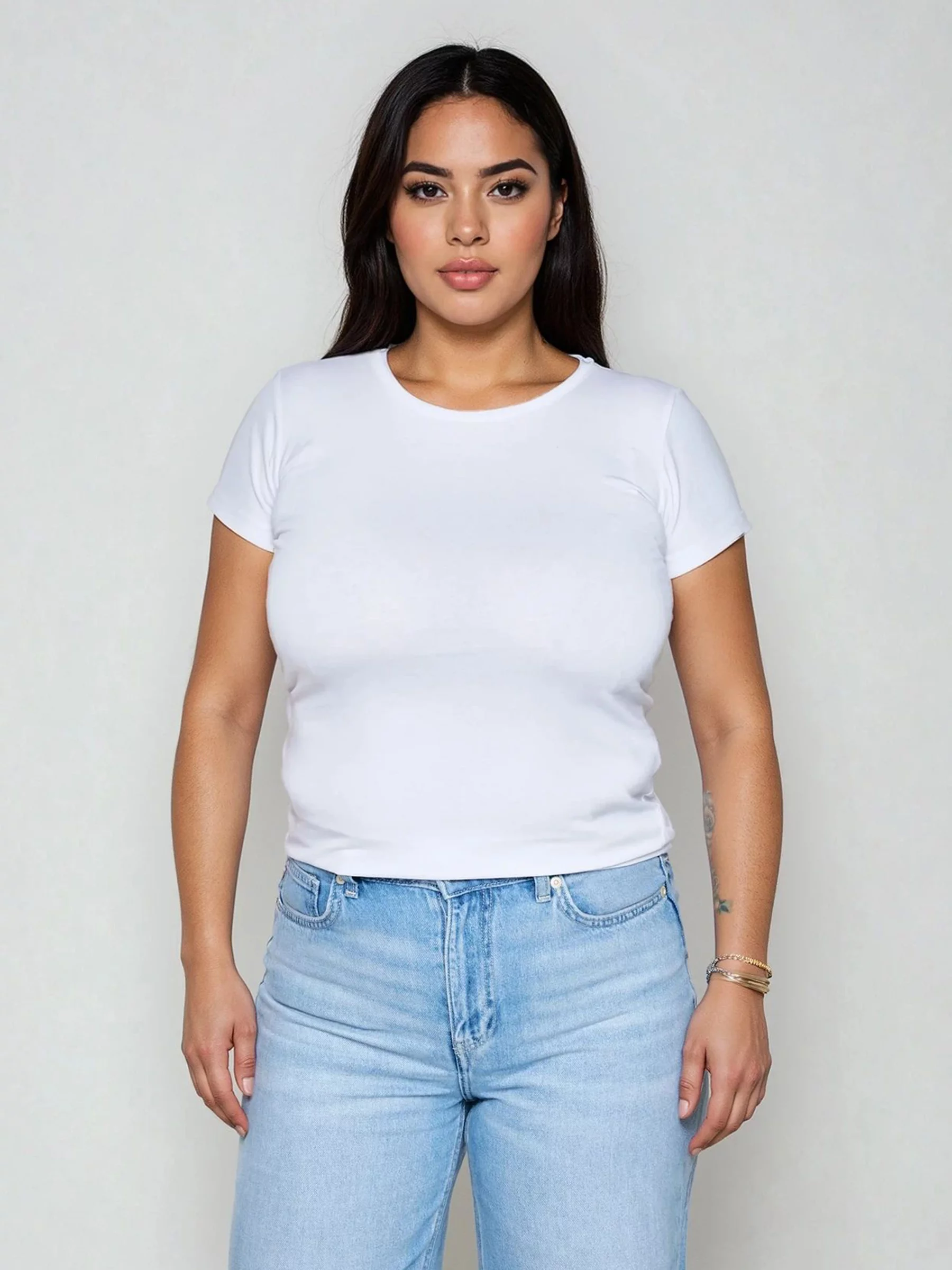 Koszulka damska z krótkim rękawem biała Classaca 101