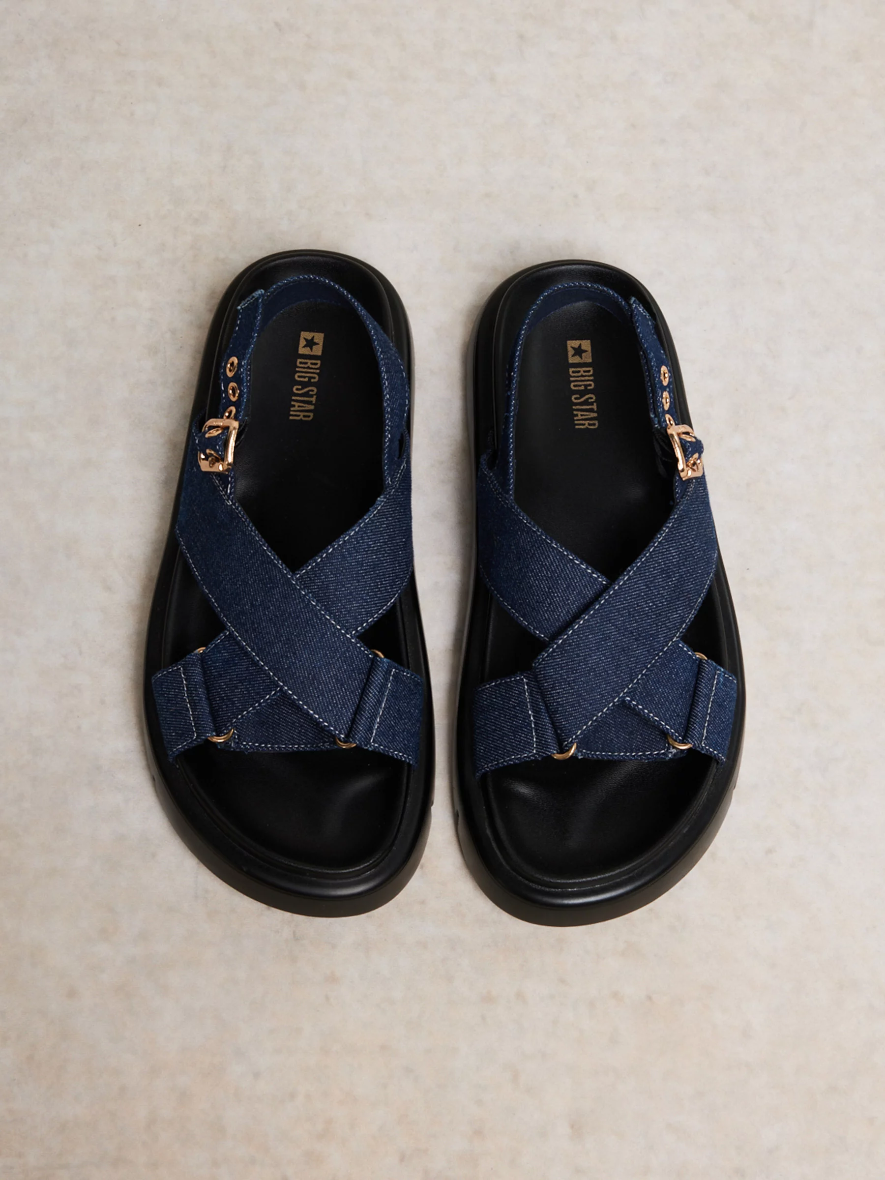 Sandały damskie z imitacji jeansu granatowe RR274688 403