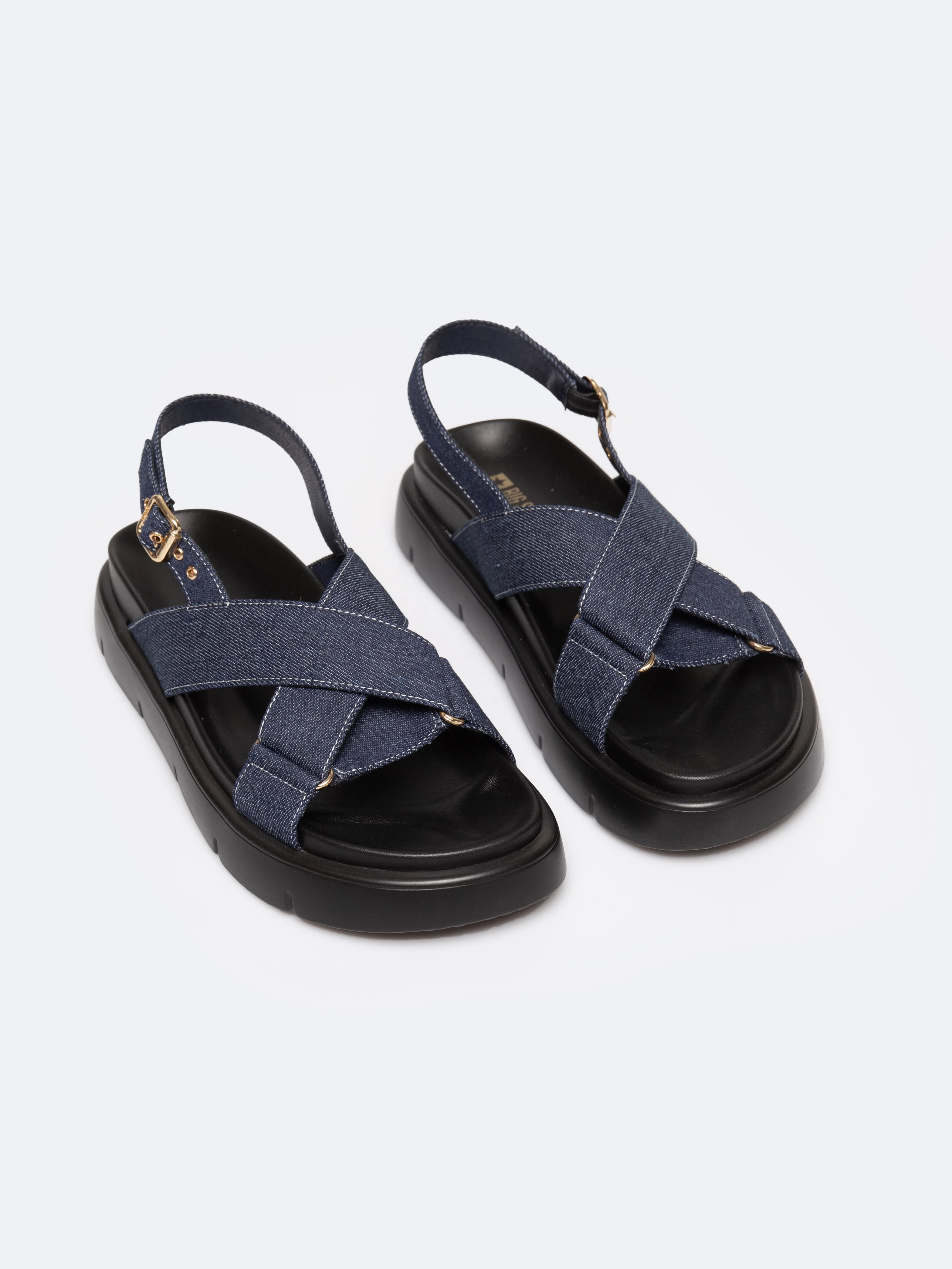 Sandały damskie z imitacji jeansu granatowe RR274688 403