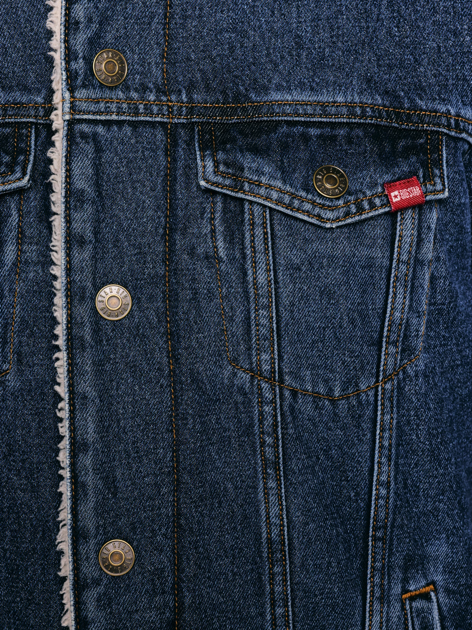 Kurtka męska jeansowa z kożuszkiem niebieska Ruben 353