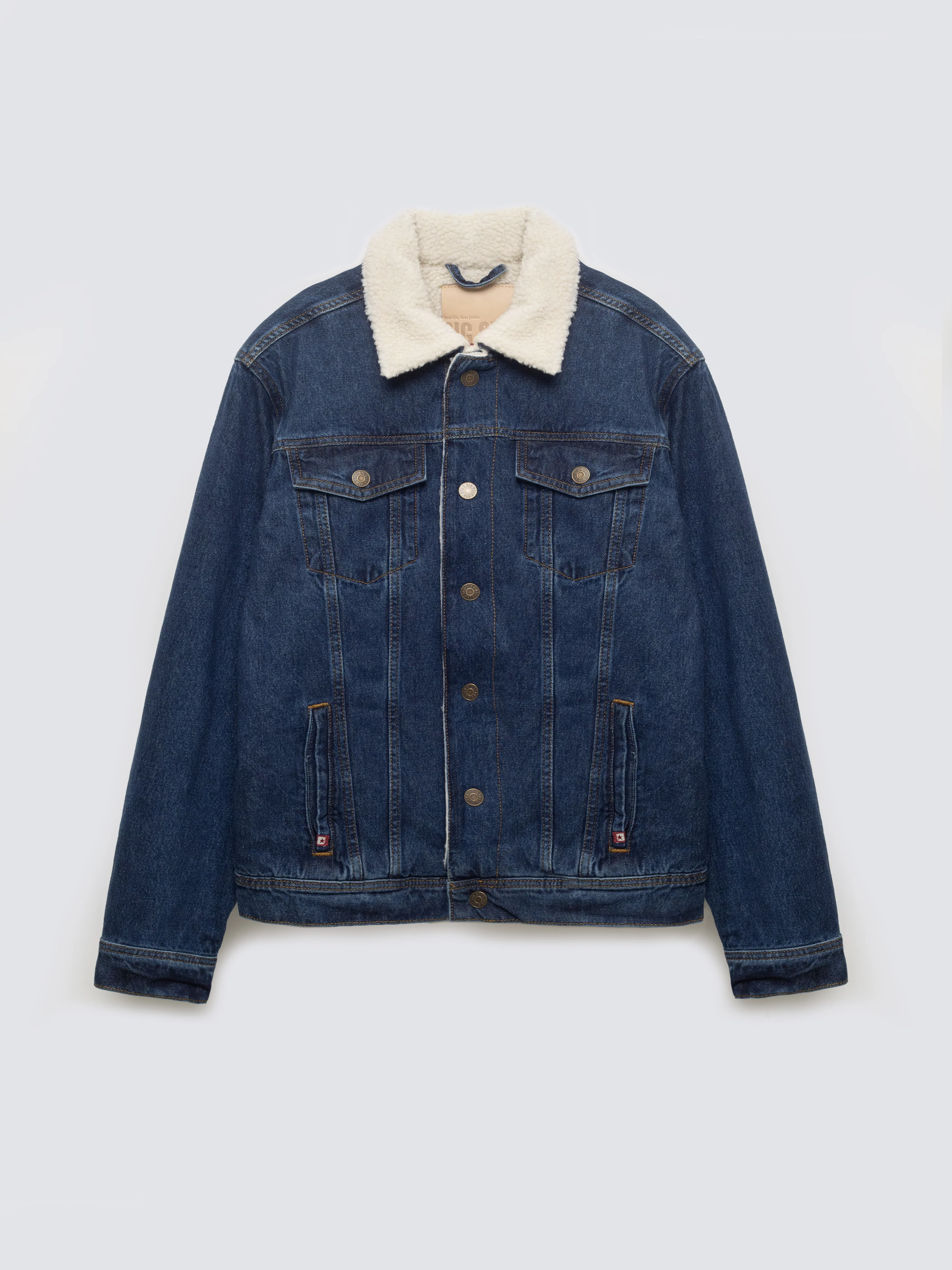 Kurtka męska jeansowa z kożuszkiem niebieska Ruben 353