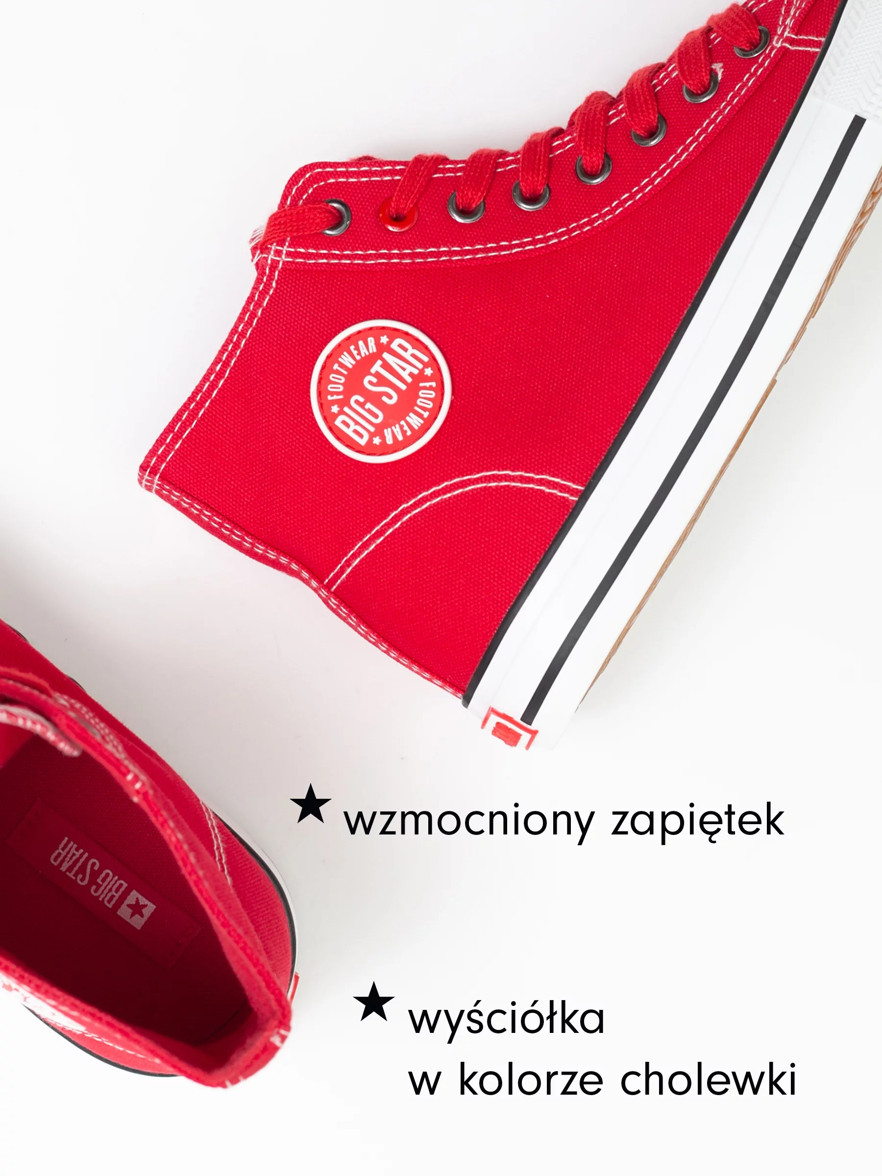 Trampki damskie wysokie czerwone JJ274A503 603