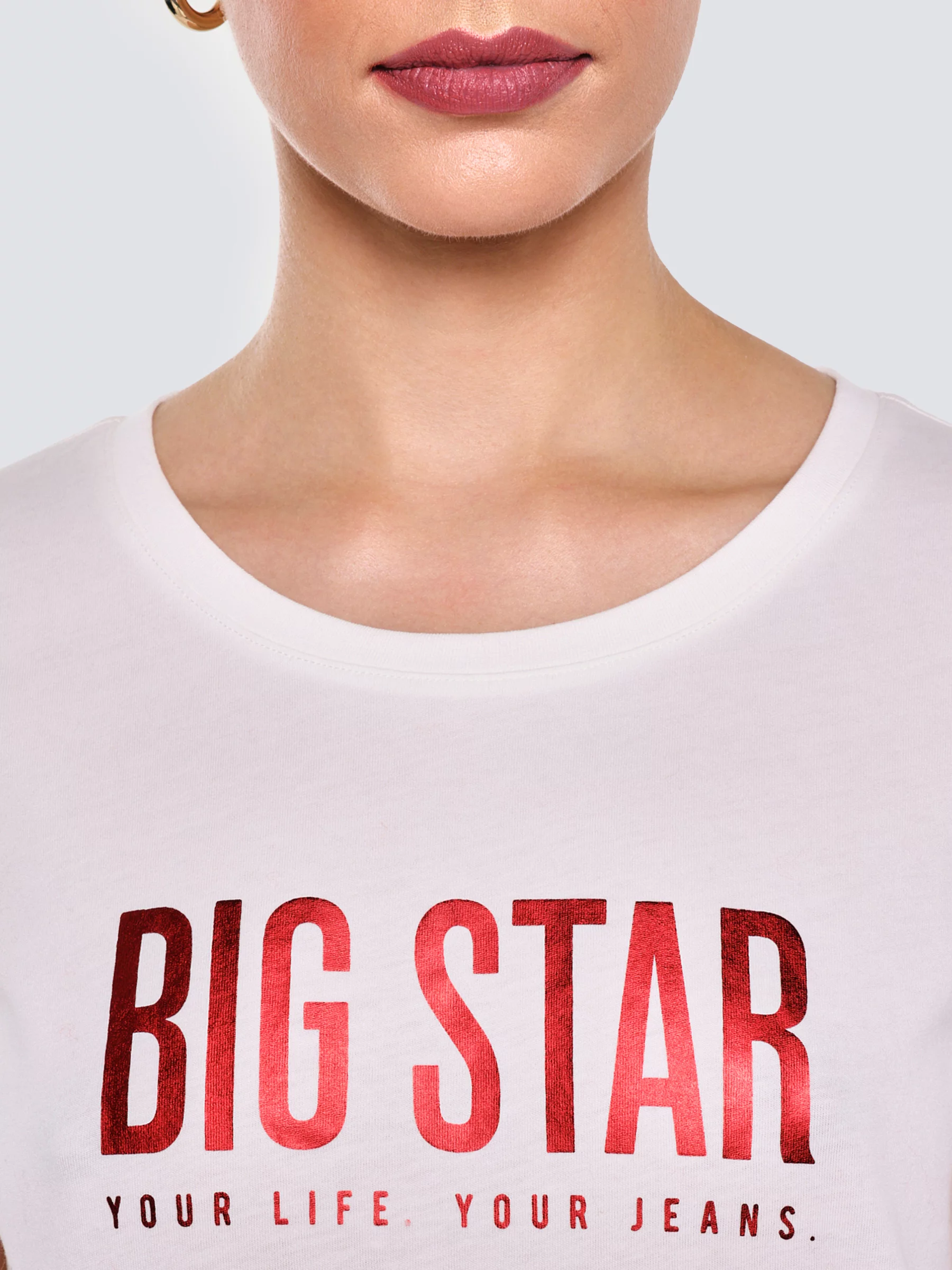 Koszulka damska z logo BIG STAR biała Betta 100