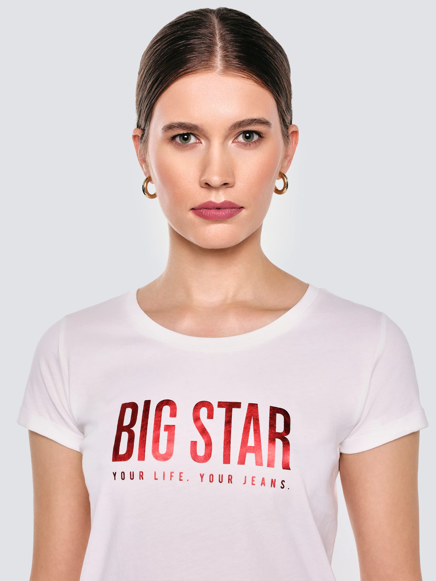 Koszulka damska z logo BIG STAR biała Betta 100