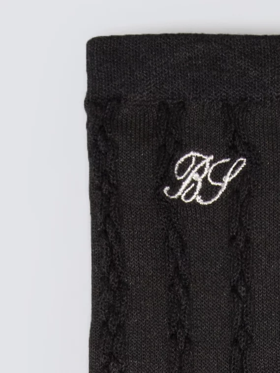 Skarpety damskie z wiskozą z warkoczowym splotem czarne Brajda 906