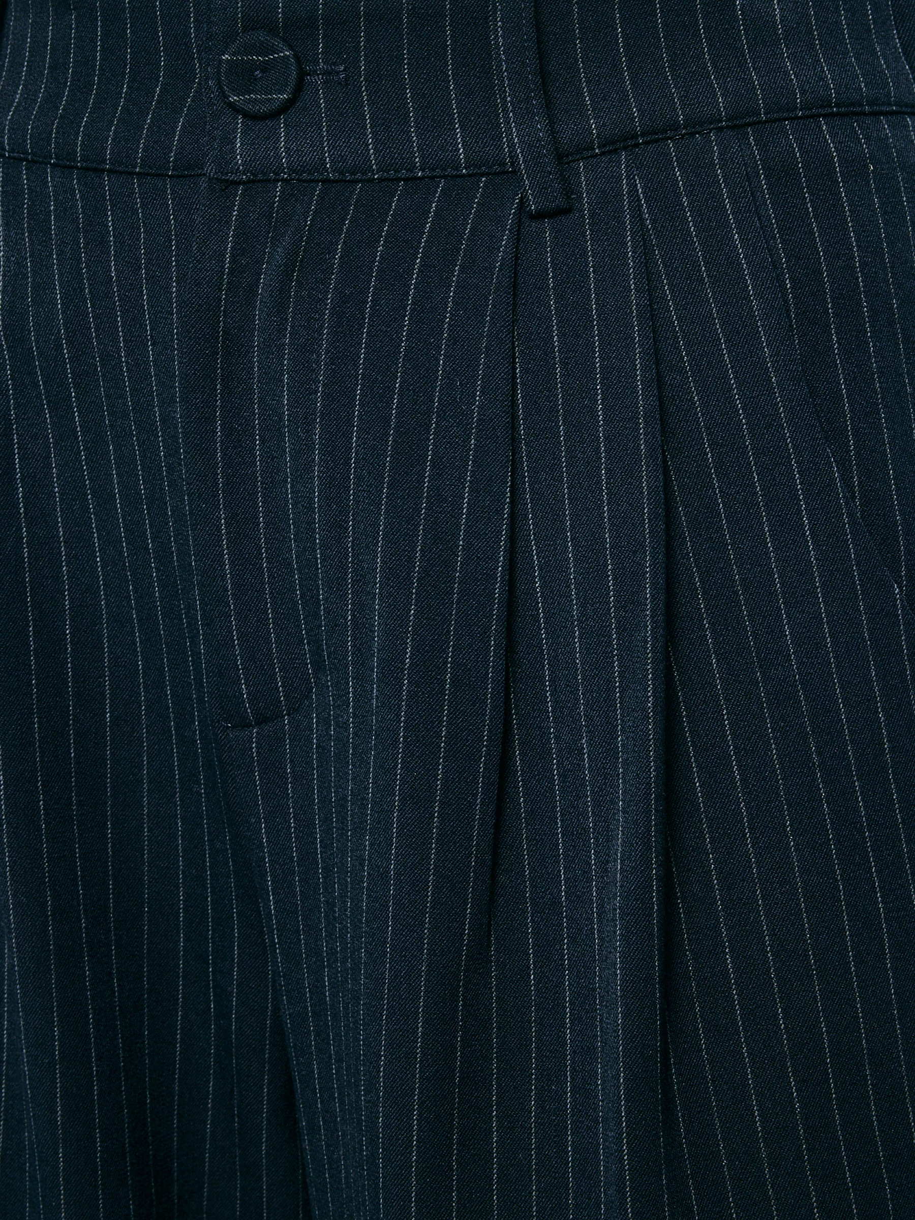 Spodnie damskie z szeroką nogawką w prążek granatowe Elvie 403