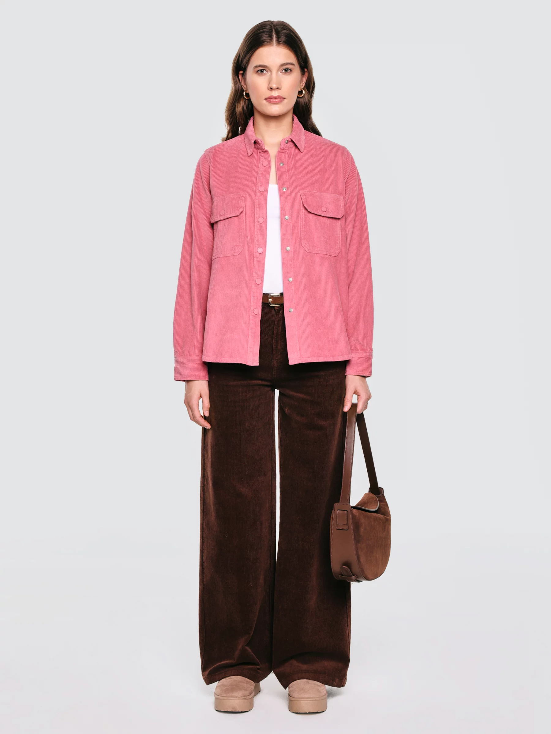 Koszula damska sztruksowa różowa Onino 601