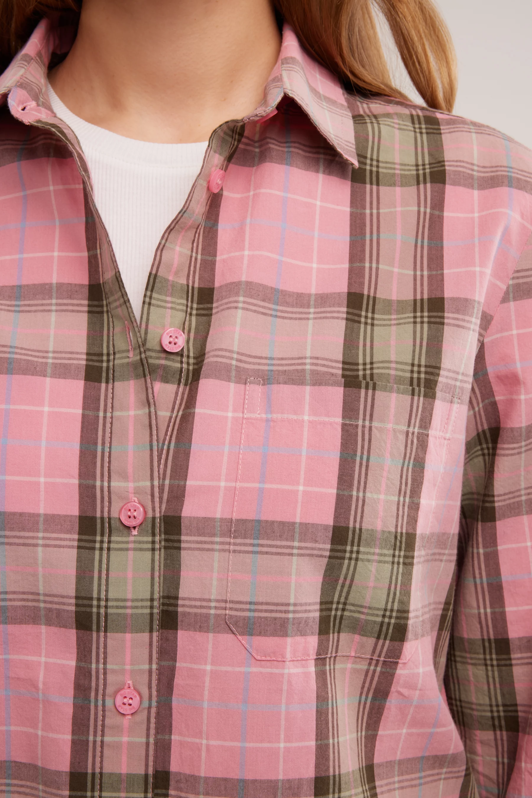 Koszula damska w kratę różowa Singi 601