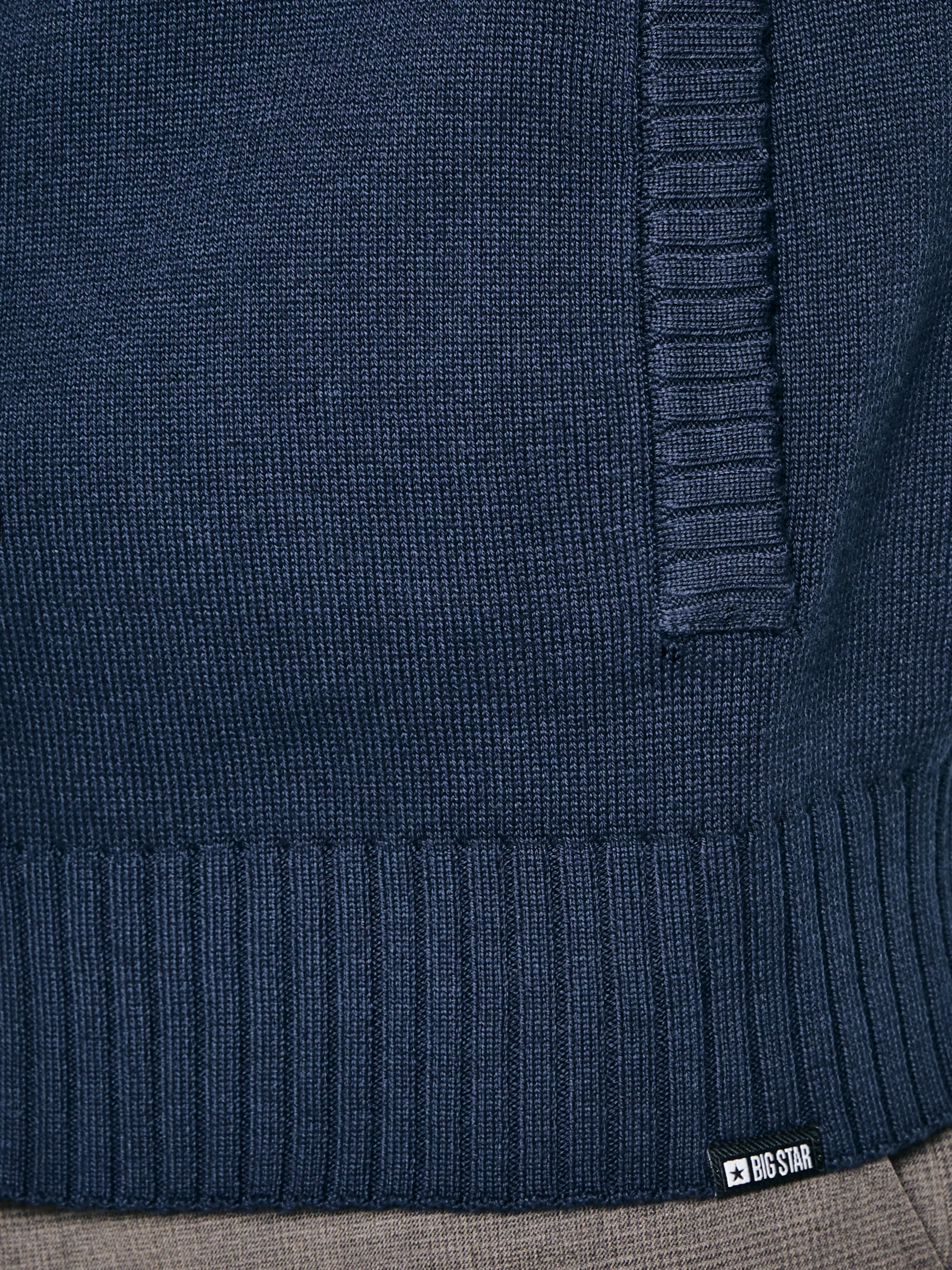 Sweter męski rozpinany ze stójką granatowy Nazar 403