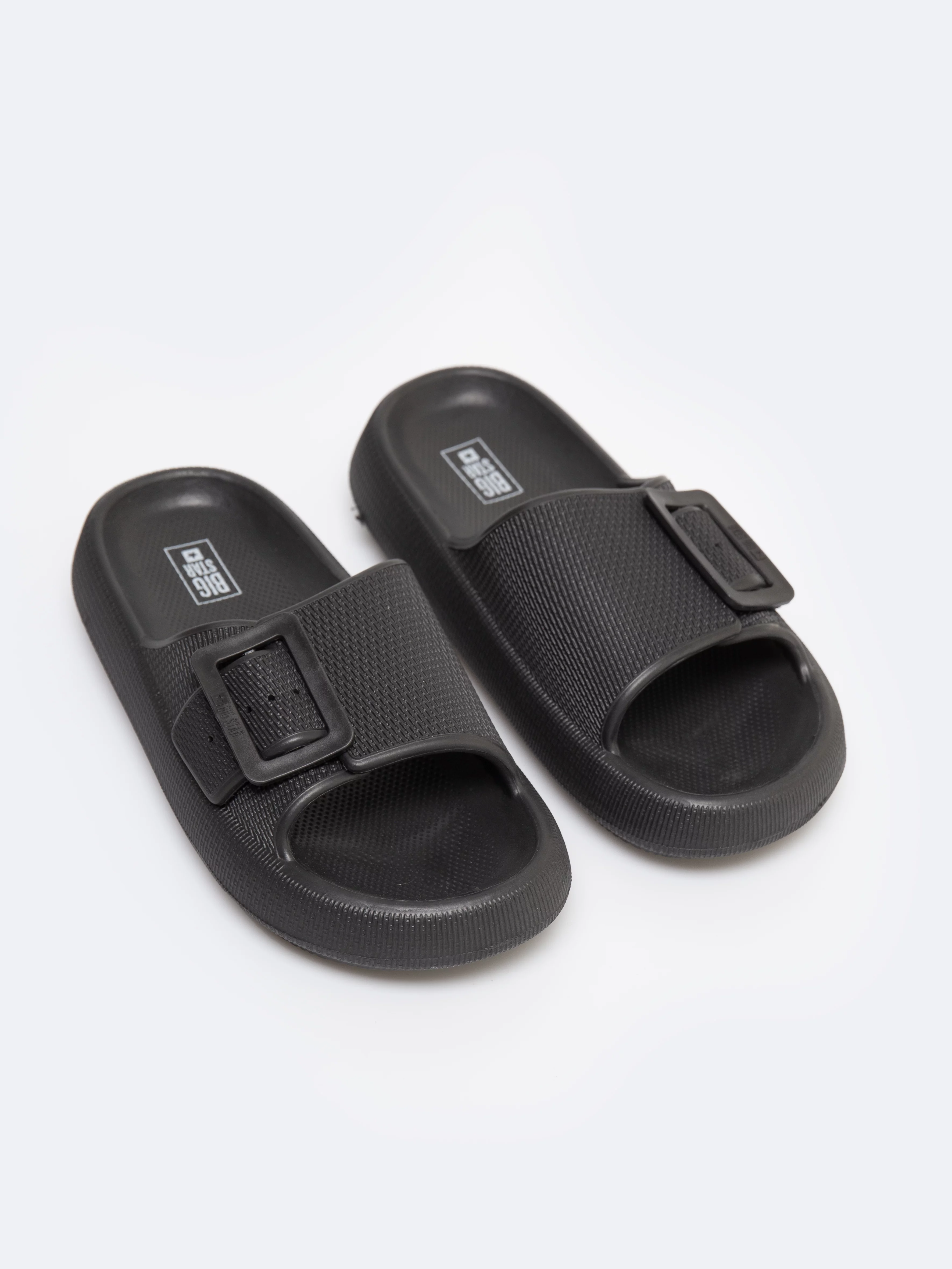 Klapki damskie z ozdobną klamrą czarne RR274A571 906