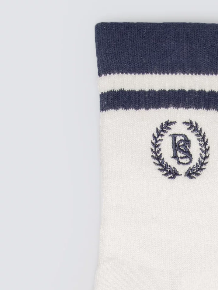 Skarpety damskie z granatową wstawką Prepalia 404